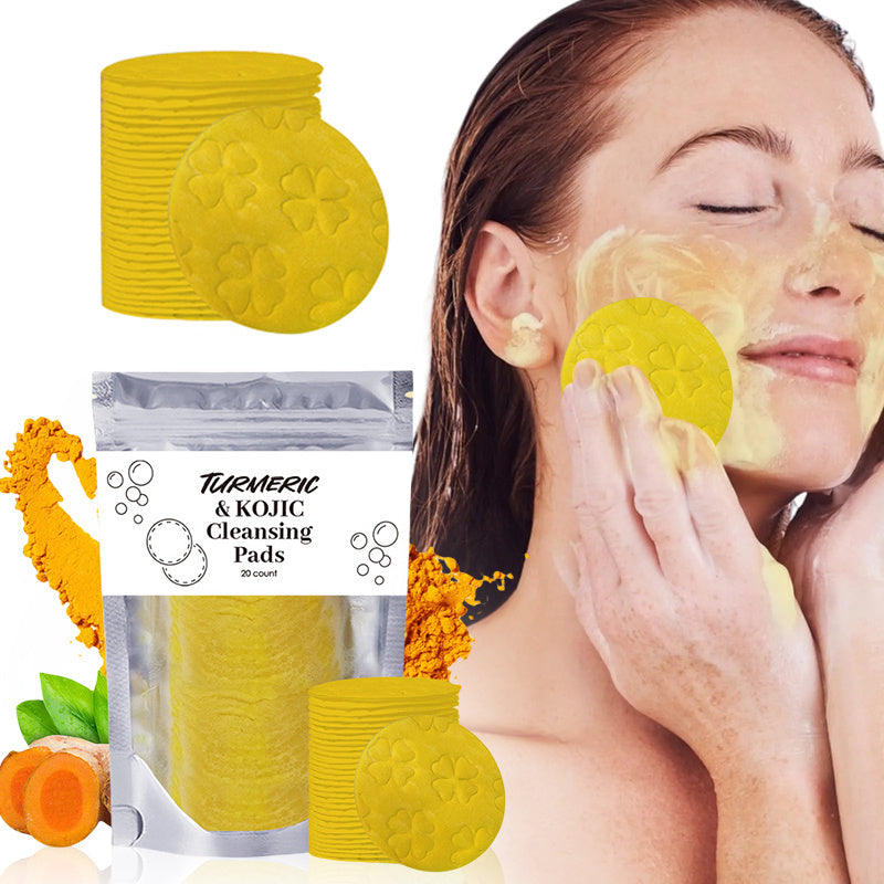 Turmeric Exfoliating Cleansing Pads Compressed Facial Sponges Skin Care Tools For Face Clogged Pores Excess Oil Cleansing EELHOE COSMETICS