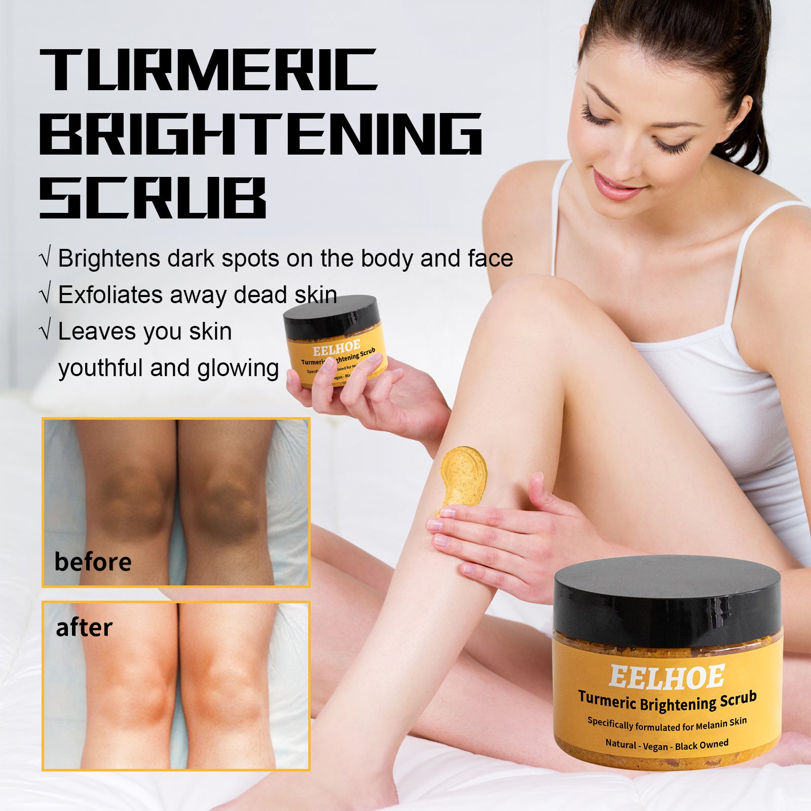EELHOE Turmeric Body Scrub Cream Skin Cleaning Cutin EELHOE COSMETICS