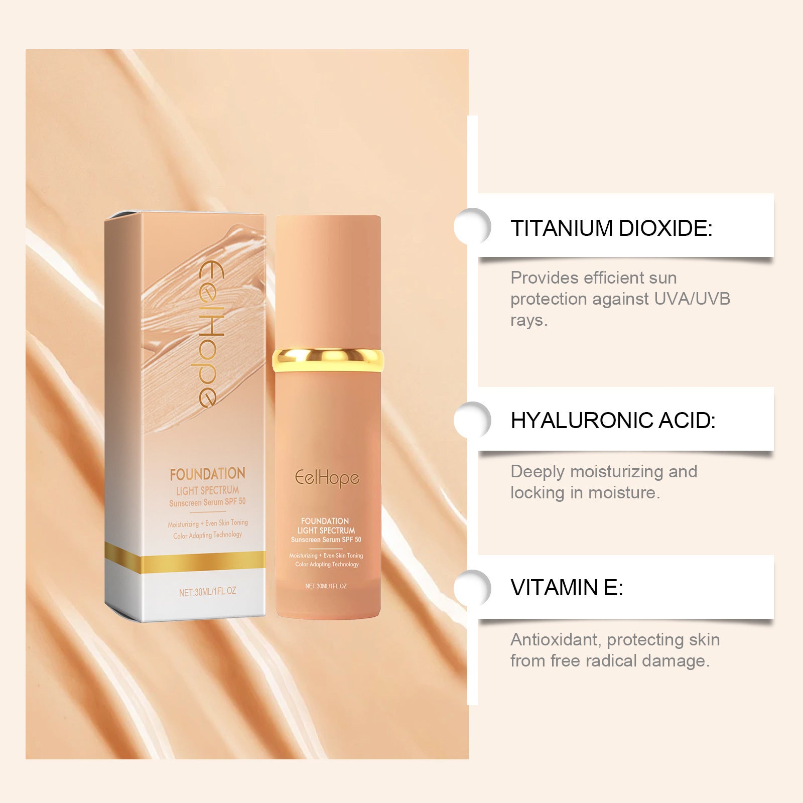 EELHOE Foundation Natural Lightweight Concealer & Moisturizer Liquid Foundation – Hydrate, Cover, Glow 30ml EELHOE COSMETICS