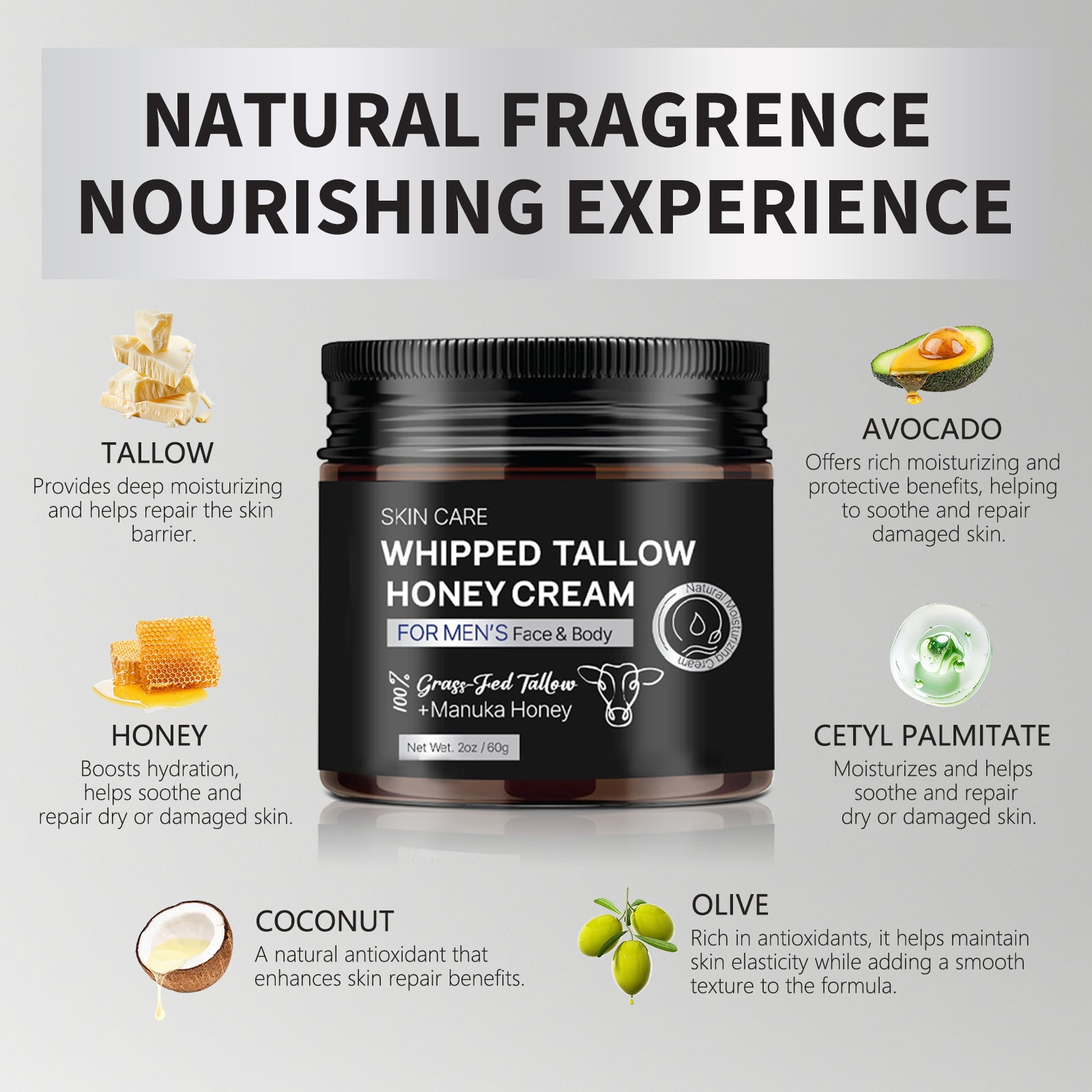 EELHOE Beef Tallow Honey & Avocado Facial Moisturizing Cream – Deep Hydration & Nourishment EELHOE COSMETICS