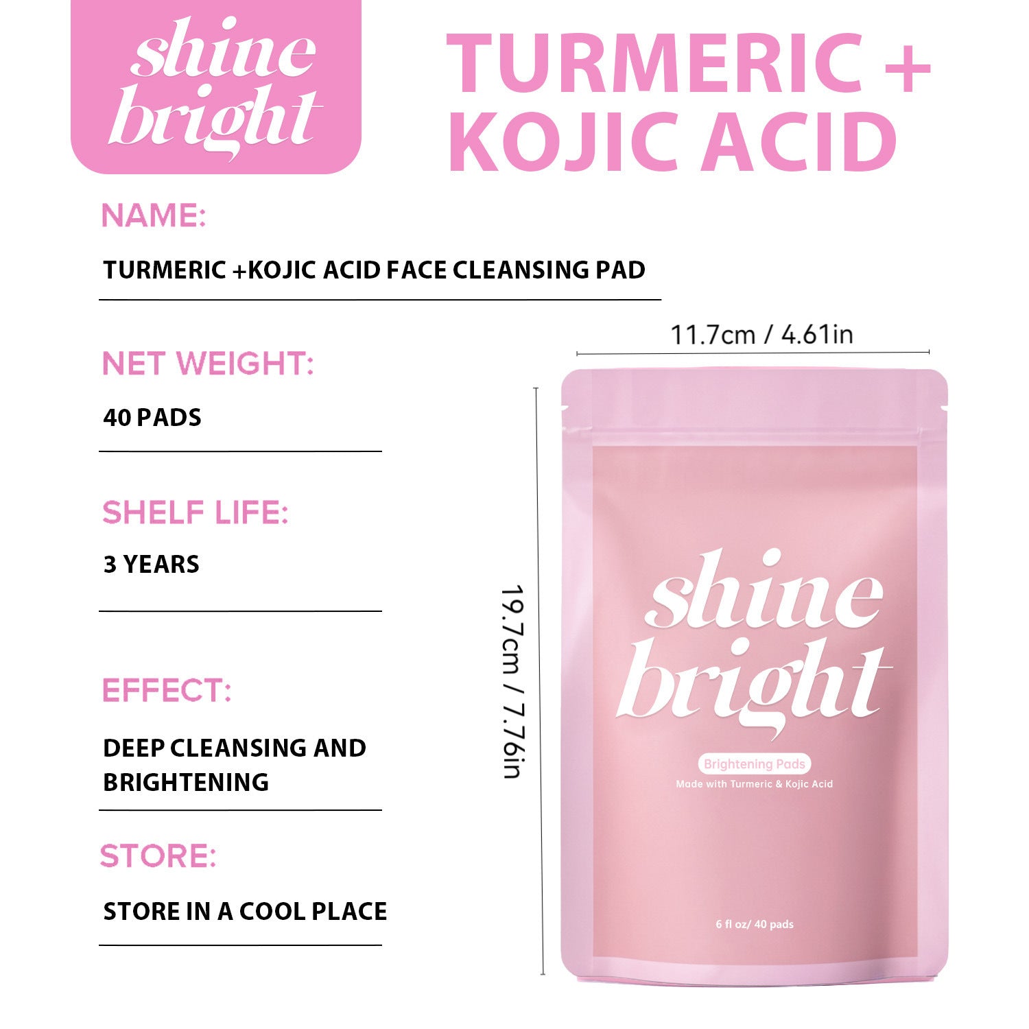 EELHOE Turmeric Kojic Acid Pads Bags Maxi Format 40 Pieces EELHOE COSMETICS
