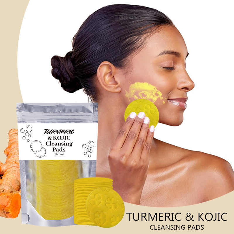 Turmeric Exfoliating Cleansing Pads Compressed Facial Sponges Skin Care Tools For Face Clogged Pores Excess Oil Cleansing EELHOE COSMETICS
