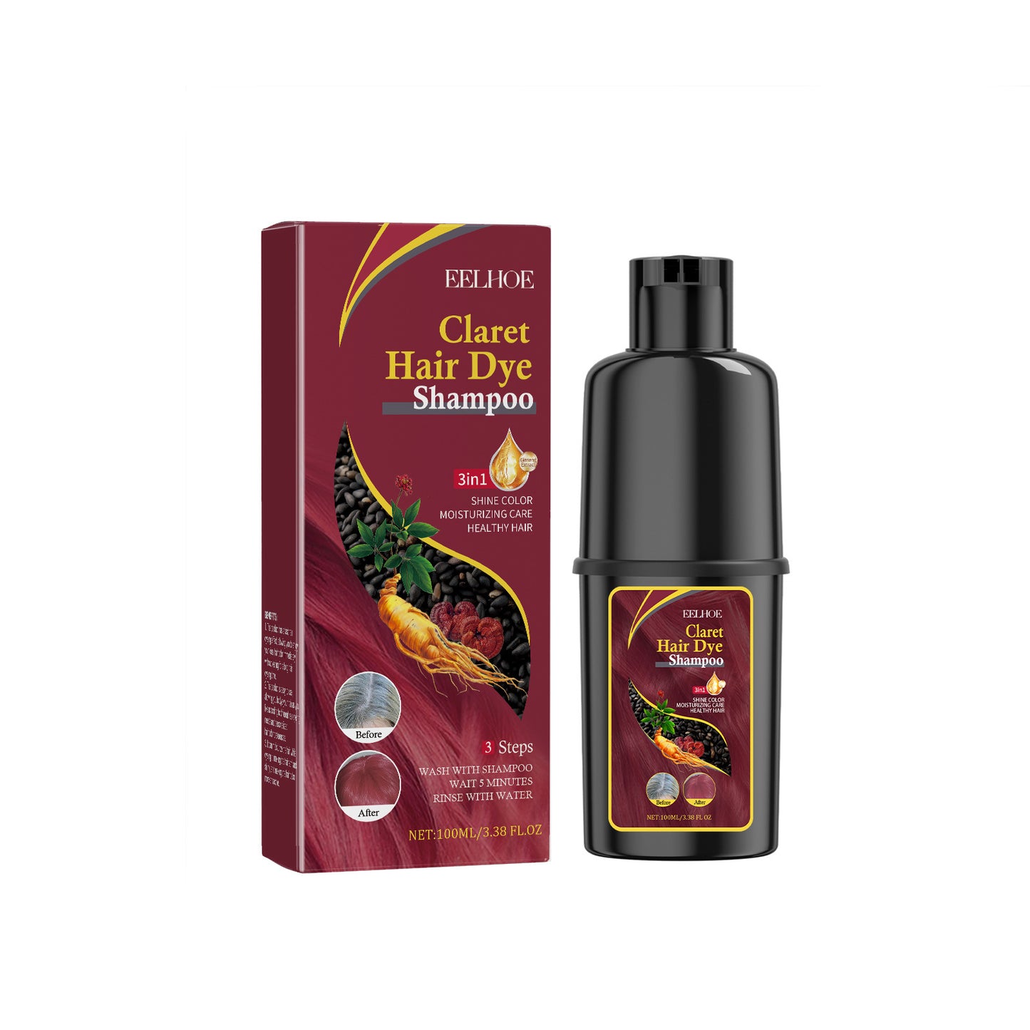 EELHOE Hair Dye Grey Shampoo – 100ml 100ML Wine Red EELHOE COSMETICS