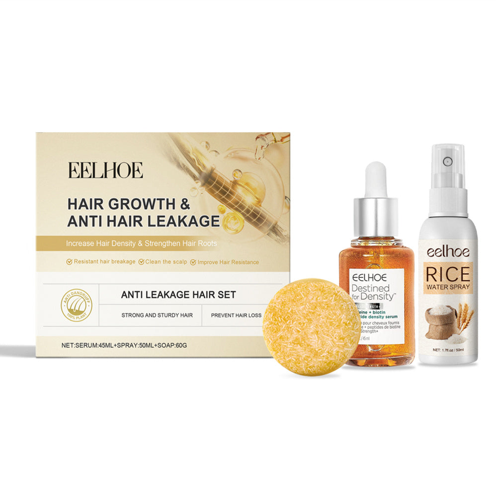 EELHOE Longsheng rice Anti-hair Loss Hair Growth Set dense hair serum + Dense hair spray + Rice soap Hair regrowth set EELHOE COSMETICS