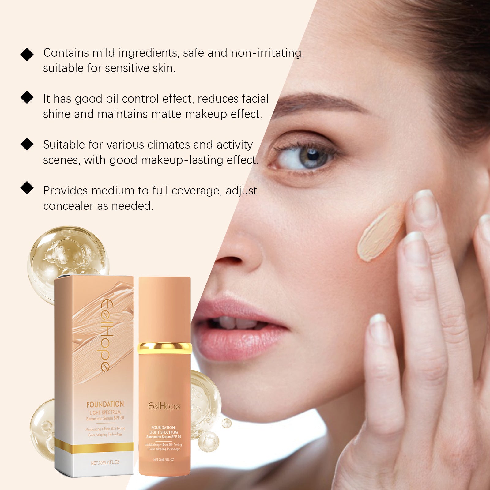 EELHOE Foundation Natural Lightweight Concealer & Moisturizer Liquid Foundation – Hydrate, Cover, Glow 30ml EELHOE COSMETICS