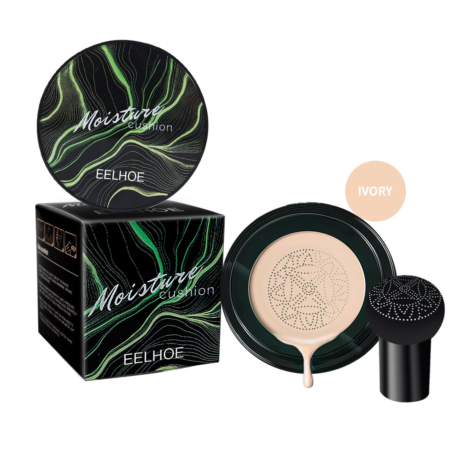 EELHOE Mushroom-Shaped Haircut Cushion Compact BB Cream – Flawless Coverage, Brightening, and Moisturizing Ivory White EELHOE COSMETICS