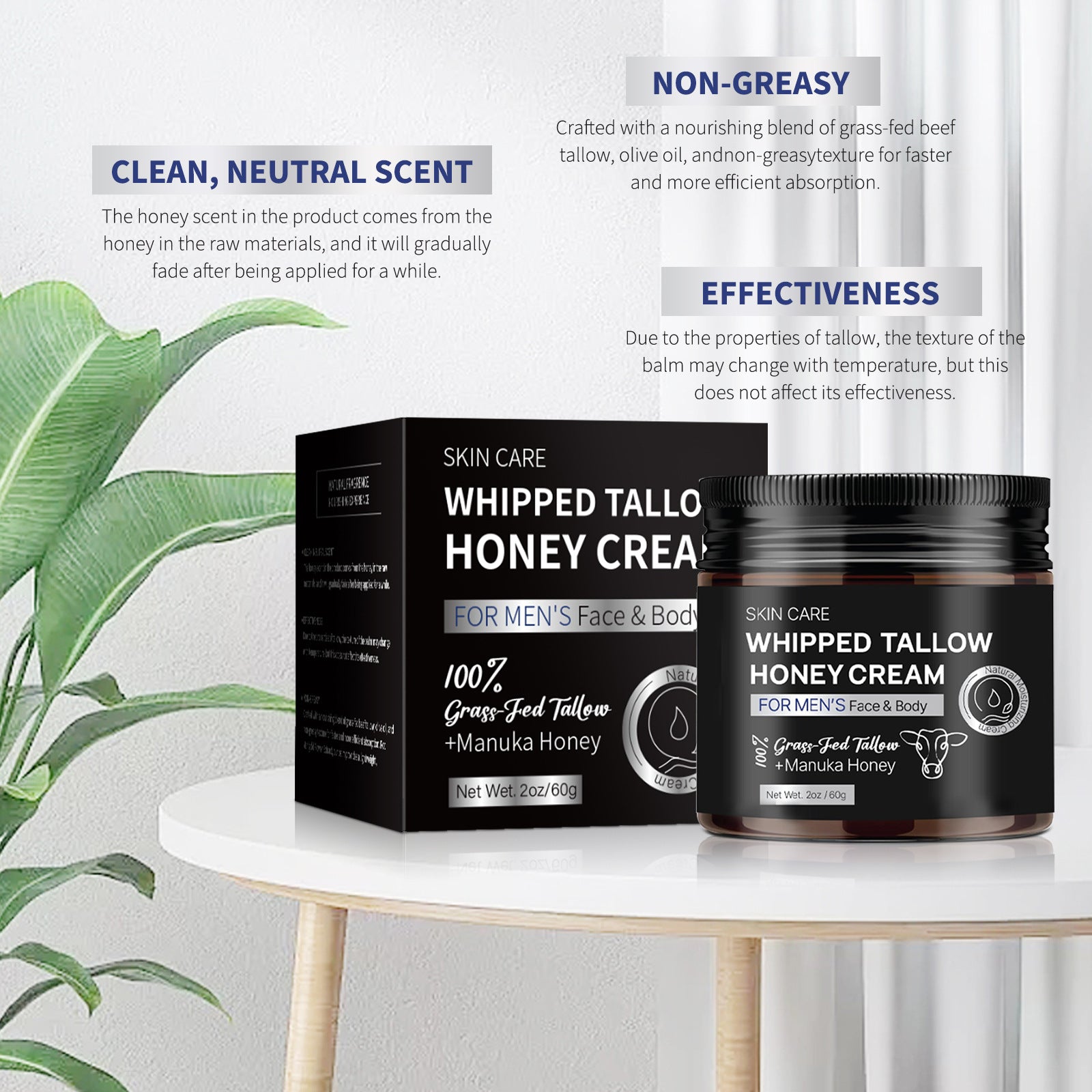 EELHOE Beef Tallow Honey & Avocado Facial Moisturizing Cream – Deep Hydration & Nourishment EELHOE COSMETICS