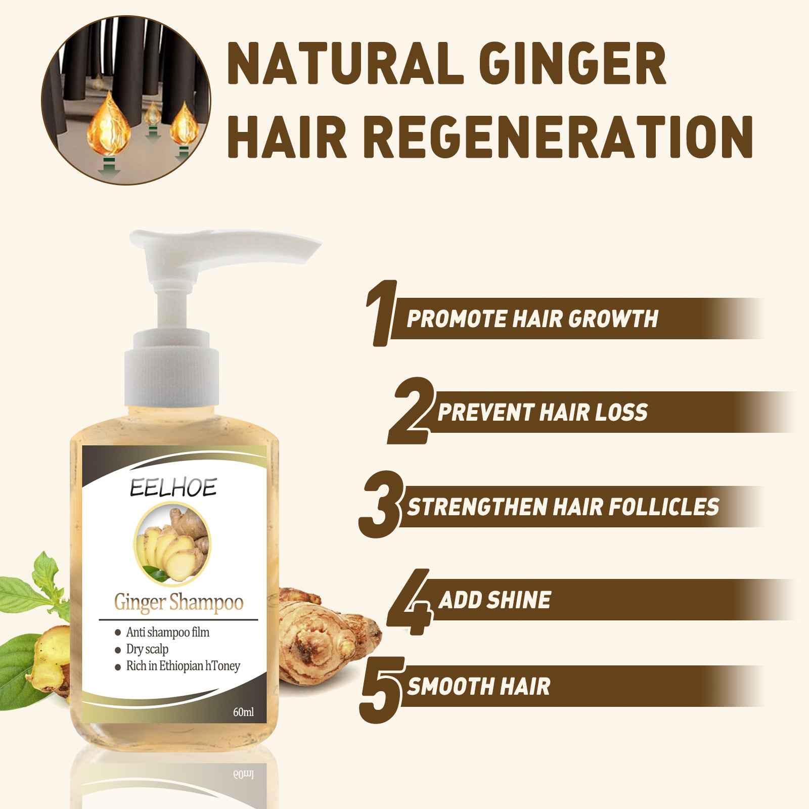 EELHOE Ginger Anti-Dropping Shampoo EELHOE COSMETICS