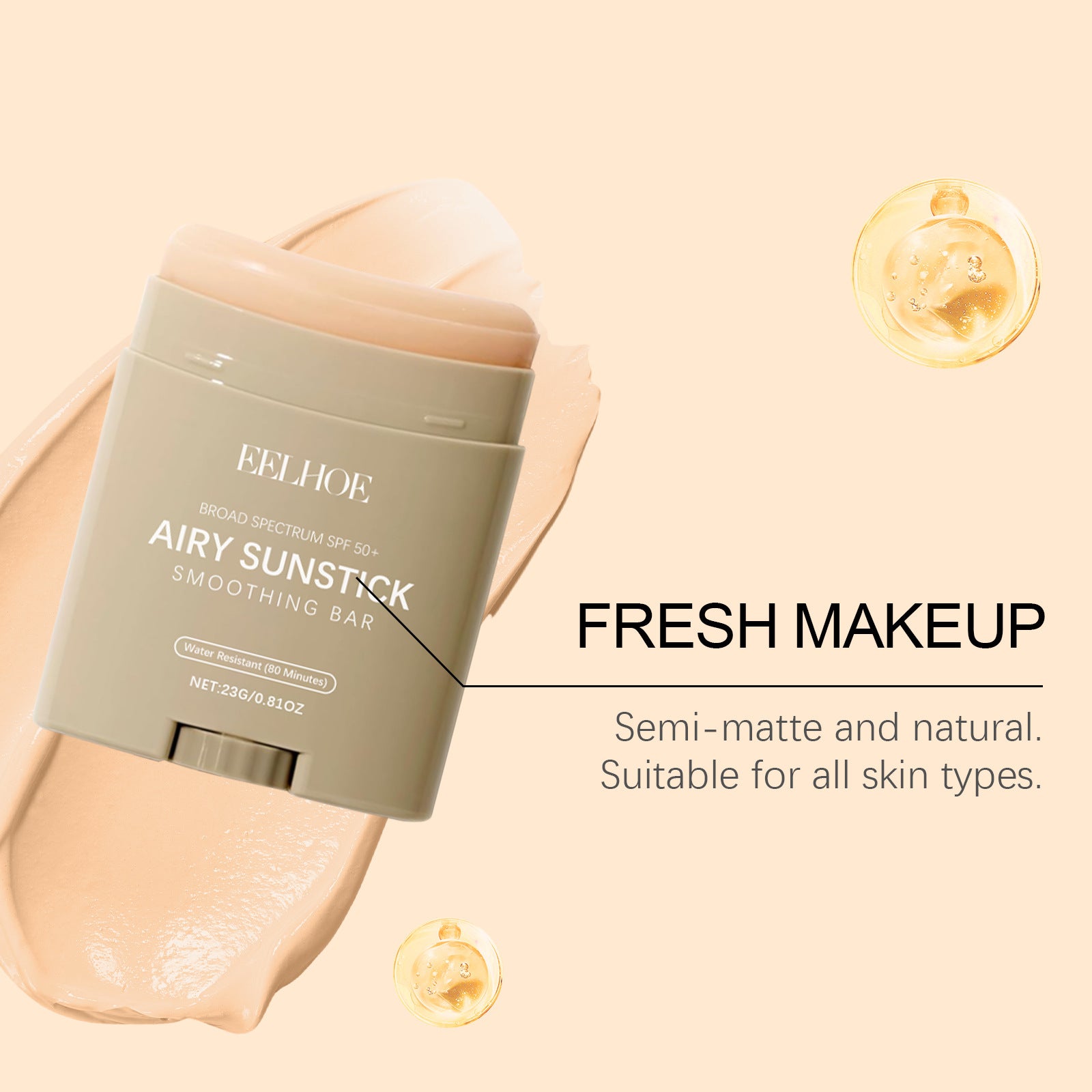 EELHOE Skin Refreshing Not Oily Protective Sunscreen Stick – SPF with Ceramides & Peptides