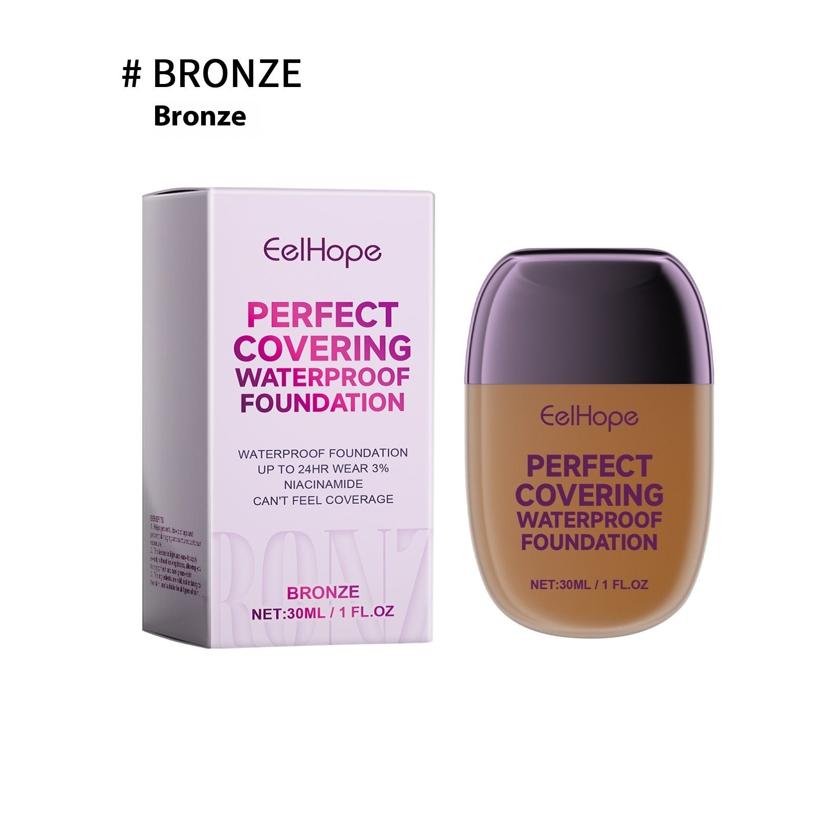 EELHOE Concealing Foundation Brightening Skin Color Without Bronze 30ml EELHOE COSMETICS
