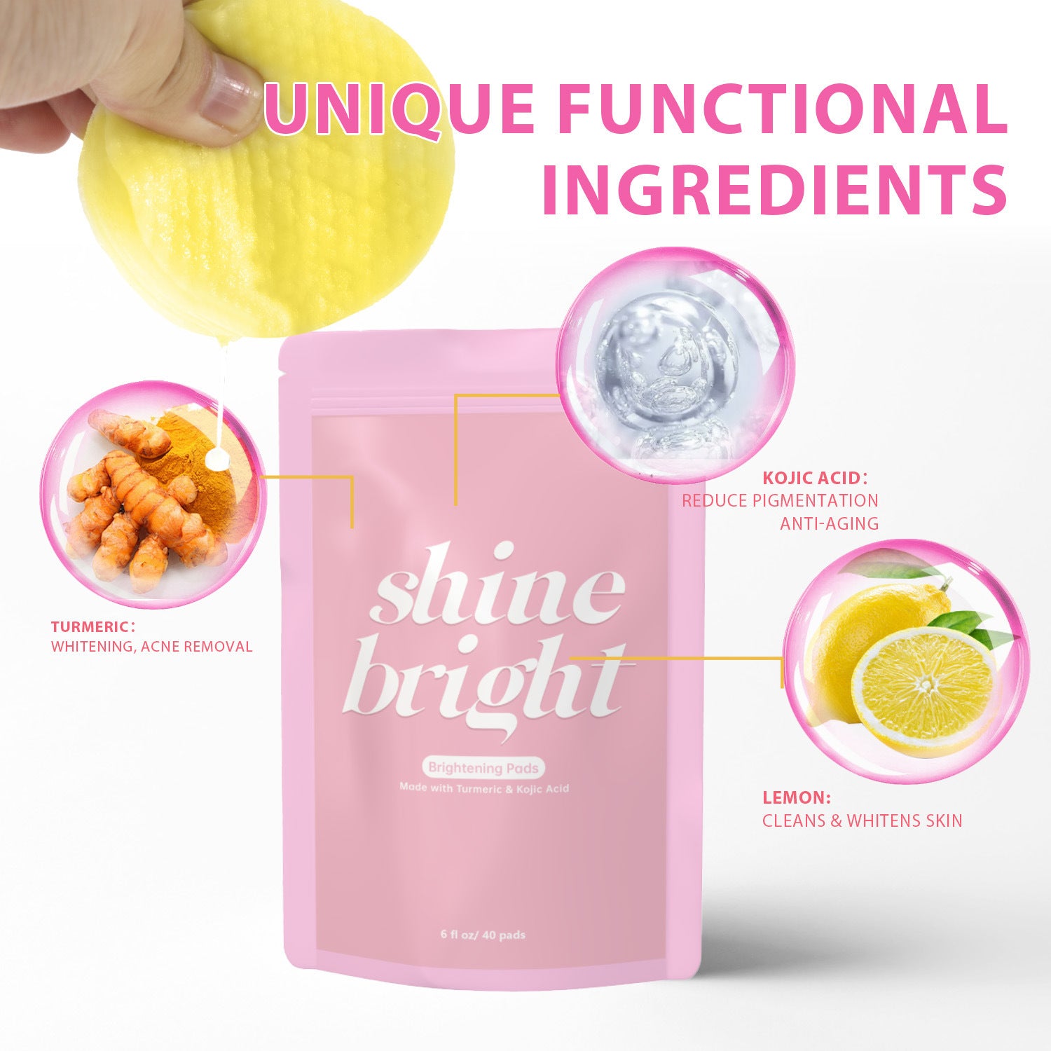 EELHOE Turmeric Kojic Acid Pads Bags Maxi Format 40 Pieces FPB002 EELHOE COSMETICS