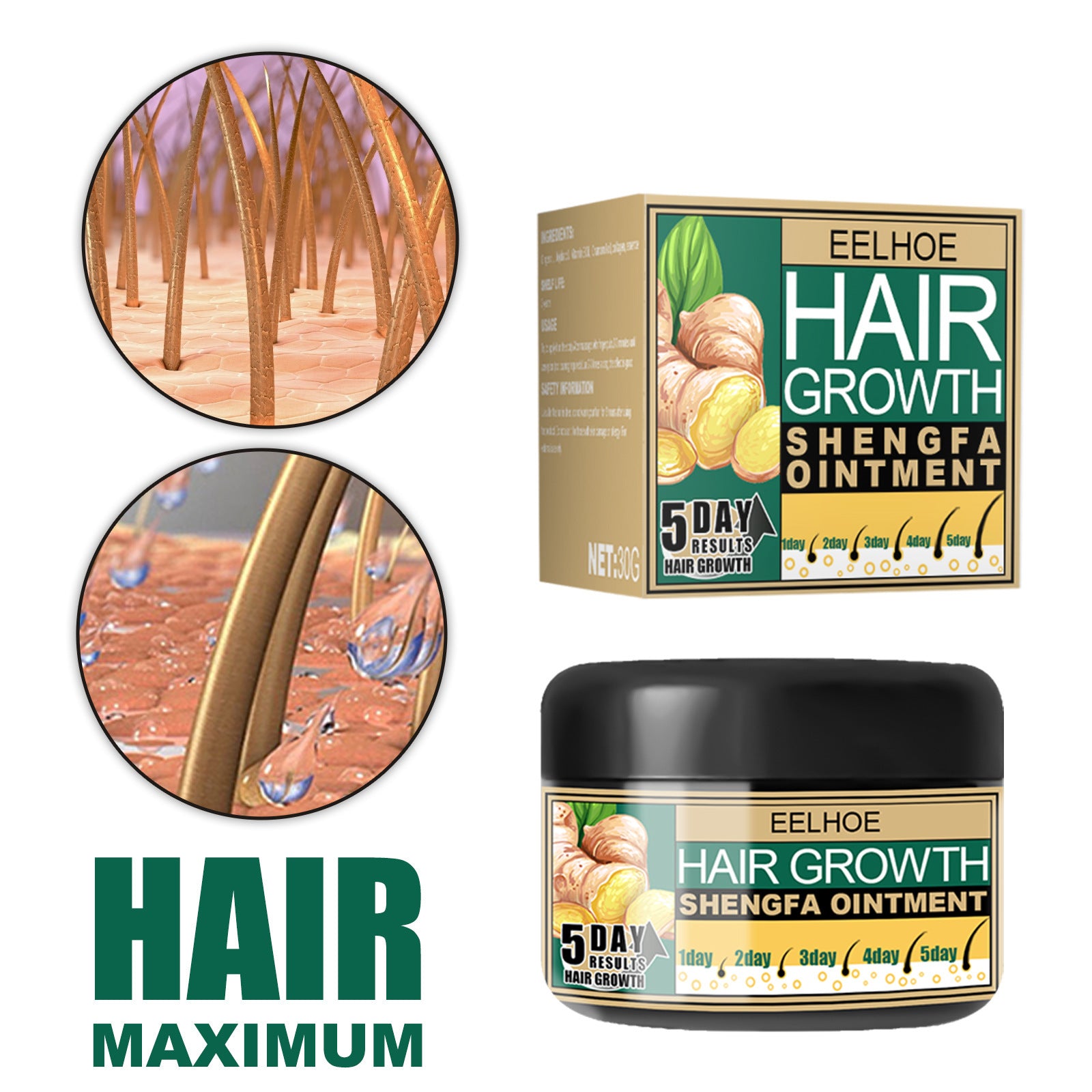 EELHOE Ginger Hair Growth Cream Antidandruff & Antipruritic Balm with collagen 30g EELHOE COSMETICS