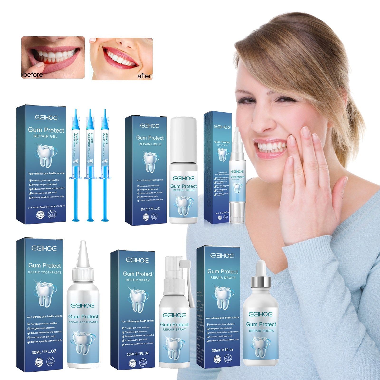 EELHOE Gum Repair Toothpaste Series Cleaning + Gum care gel repair drops EELHOE COSMETICS