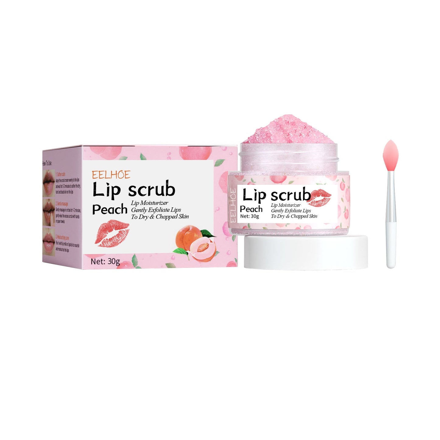 EELHOE Lip Scrub Exfoliating Anti-chapping Moisturizing and nourishing Peach Flavor EELHOE COSMETICS
