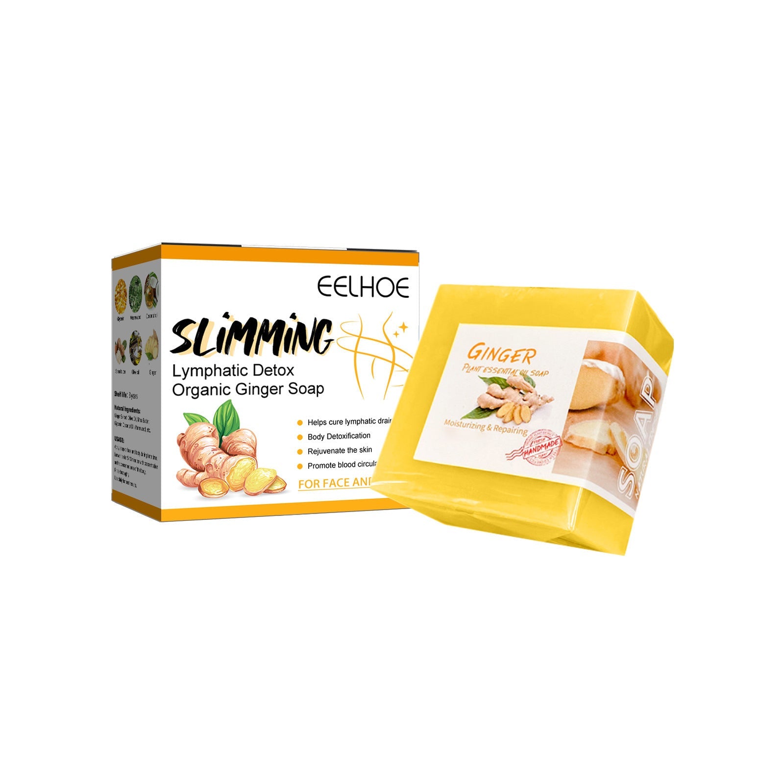 EELHOE Lymphatic Detox Organic Ginger Slimming Soap Cleansing And Blood circulation Boxed 100g EELHOE COSMETICS