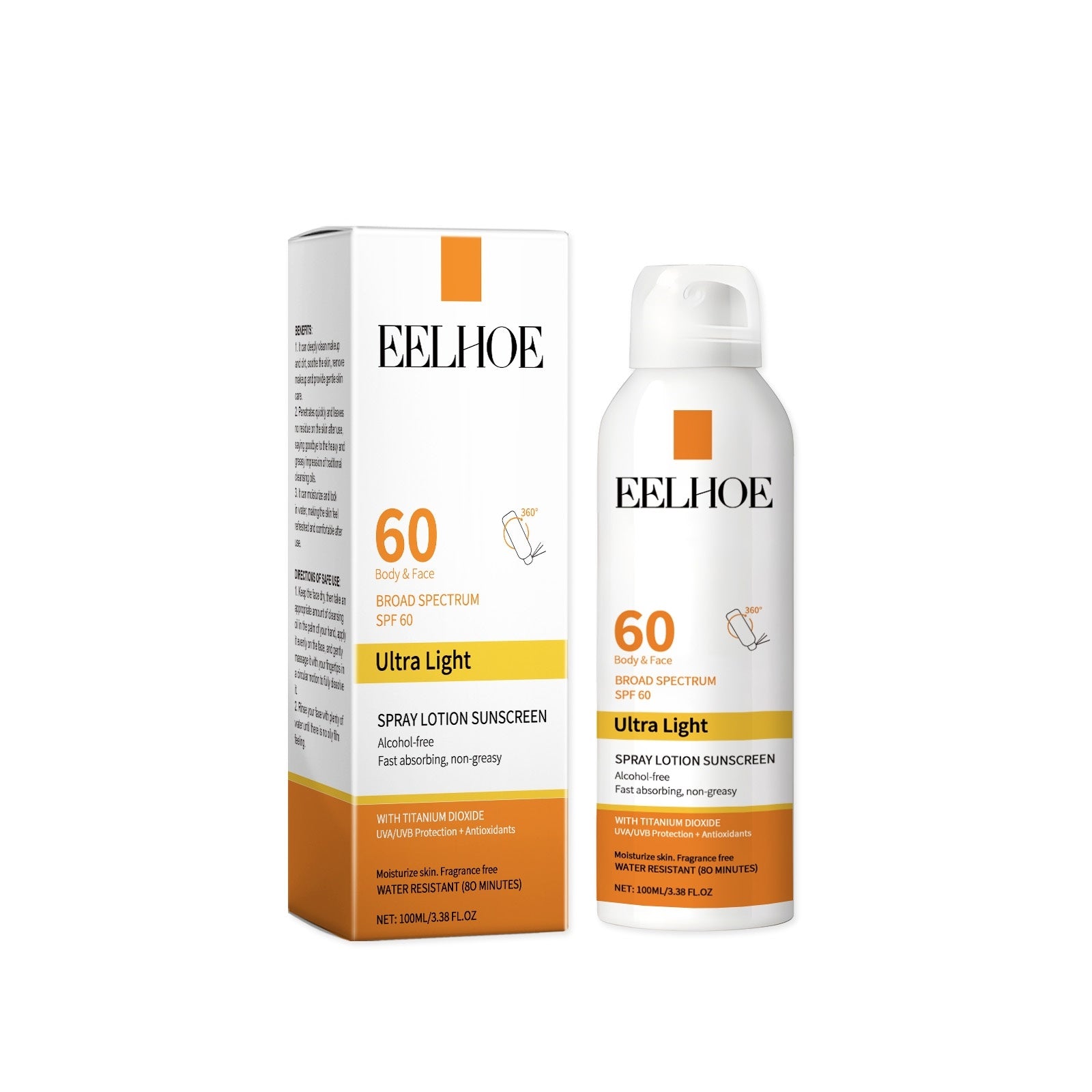 EELHOE Moisturizing And Sunscreen Spray +60 SPF Atomizing EELHOE COSMETICS