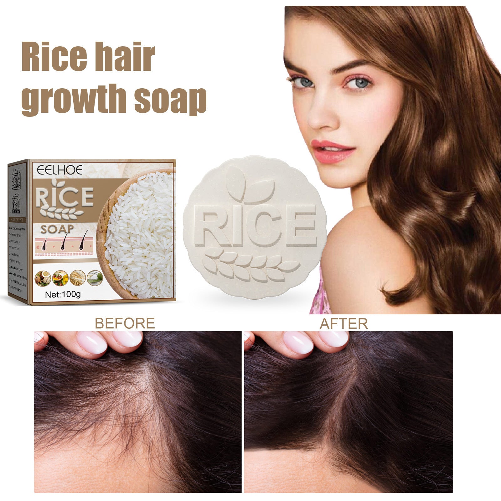 EELHOE Rice Hair Growth Anti-Dropping Shampoo Cleaning For Rice EELHOE COSMETICS