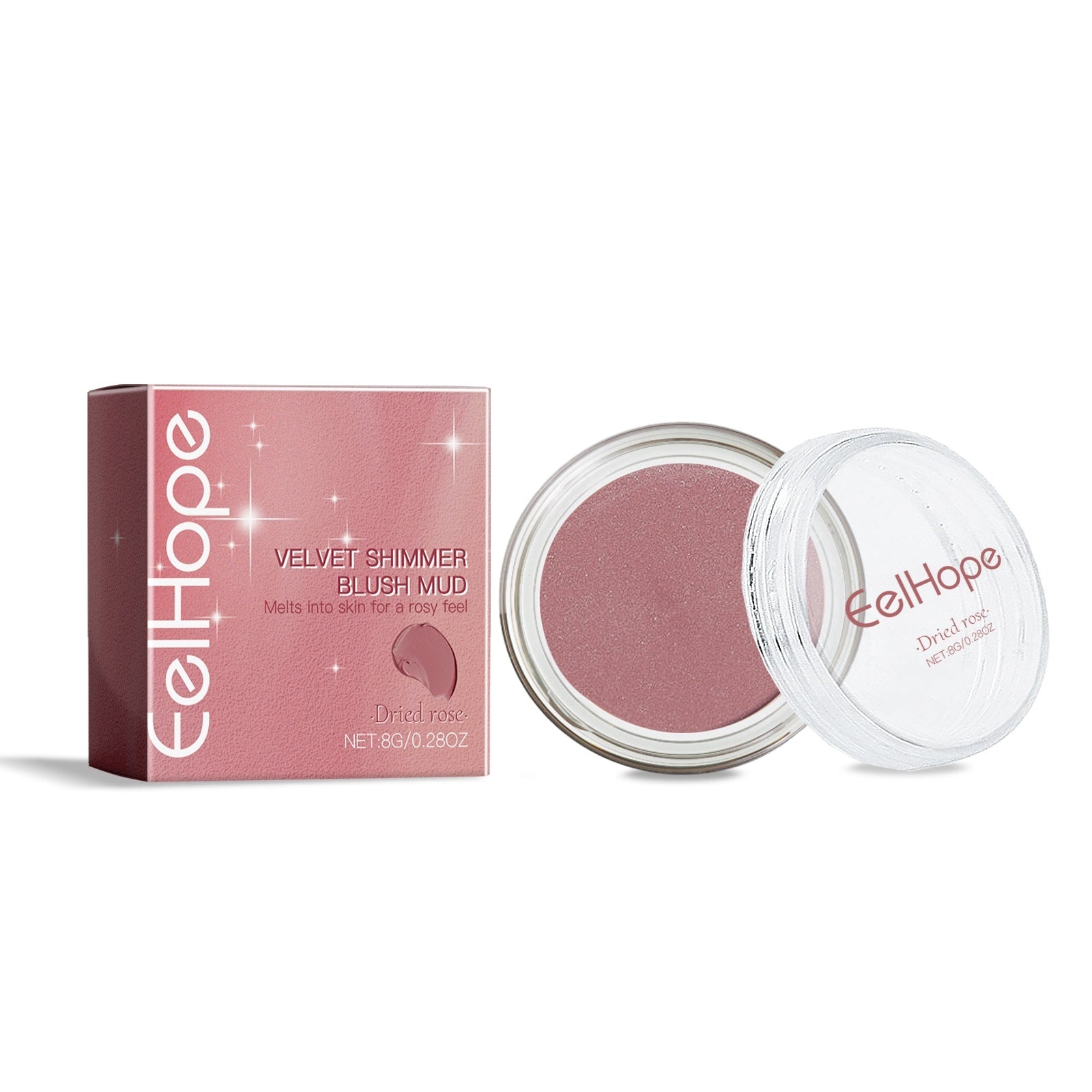 EELHOE Velvet shimmer blush mud Fine Shiny Cheeks Red Mud Withered rose EELHOE COSMETICS