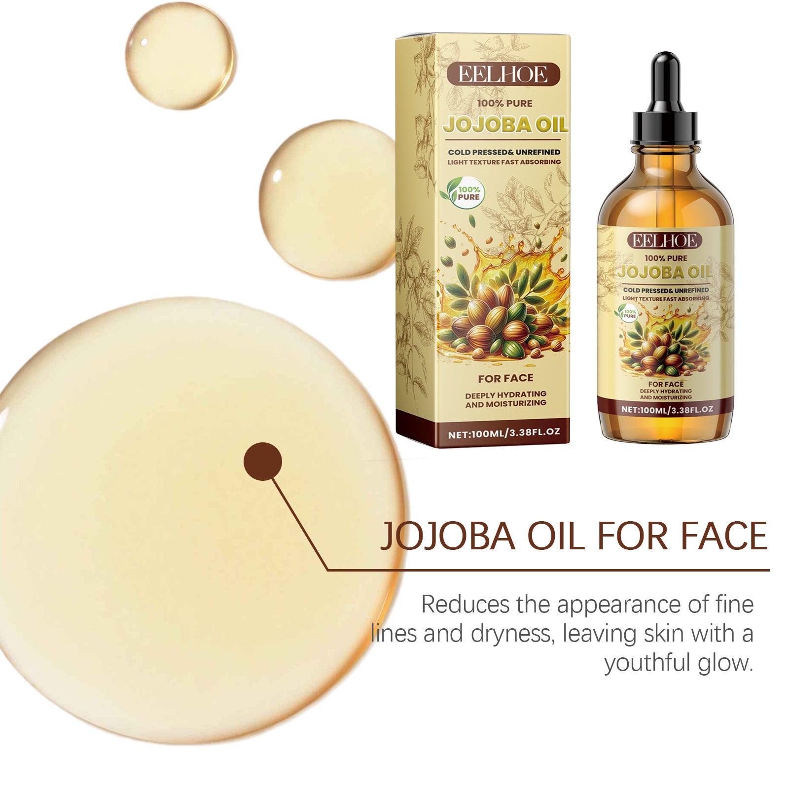 EELHOE Jojoba Face Oil Facial Moisturizing Brightening Firming EELHOE COSMETICS