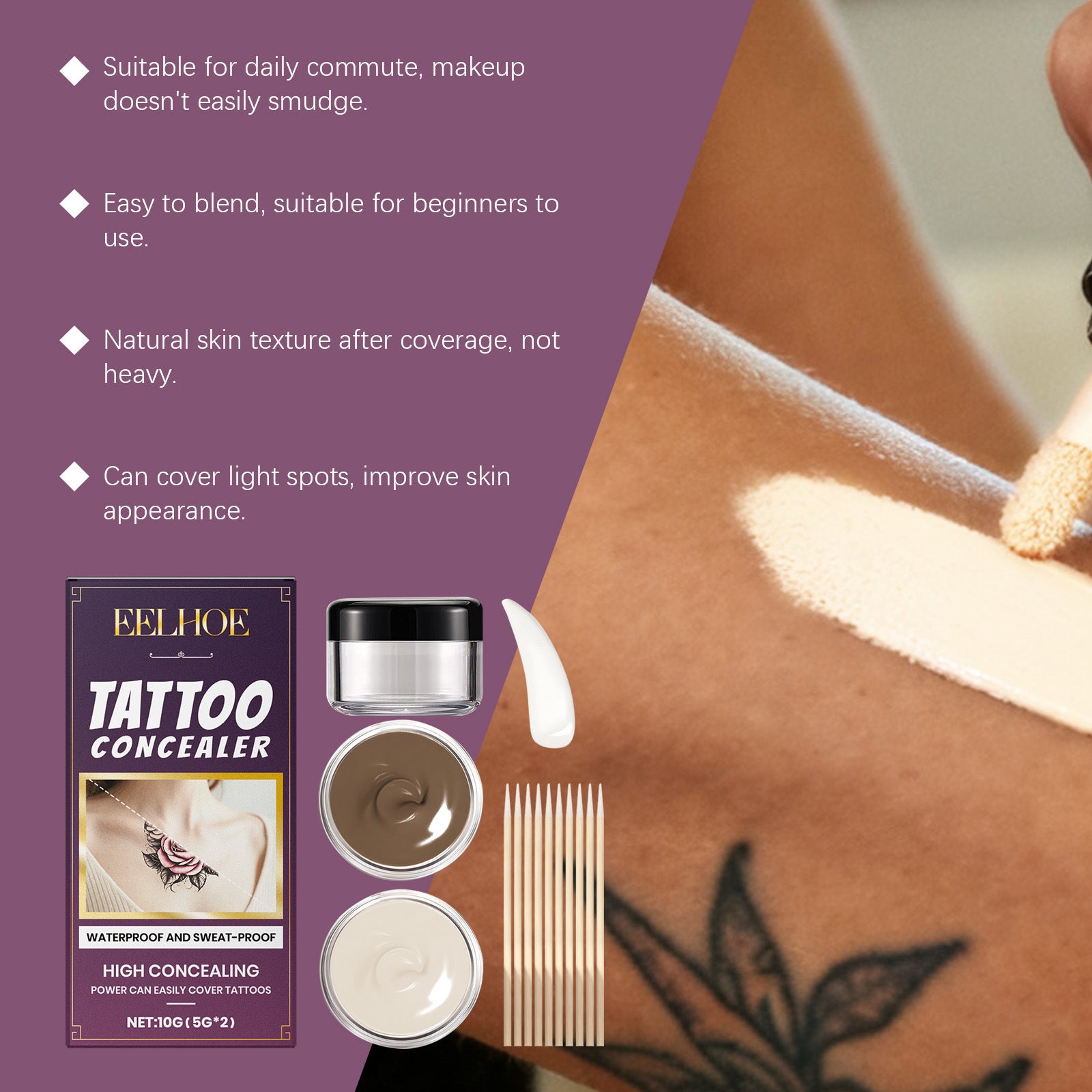 EELHOE Tattoo Concealer Suit – Full Coverage Waterproof Tattoo Cover Kit EELHOE COSMETICS