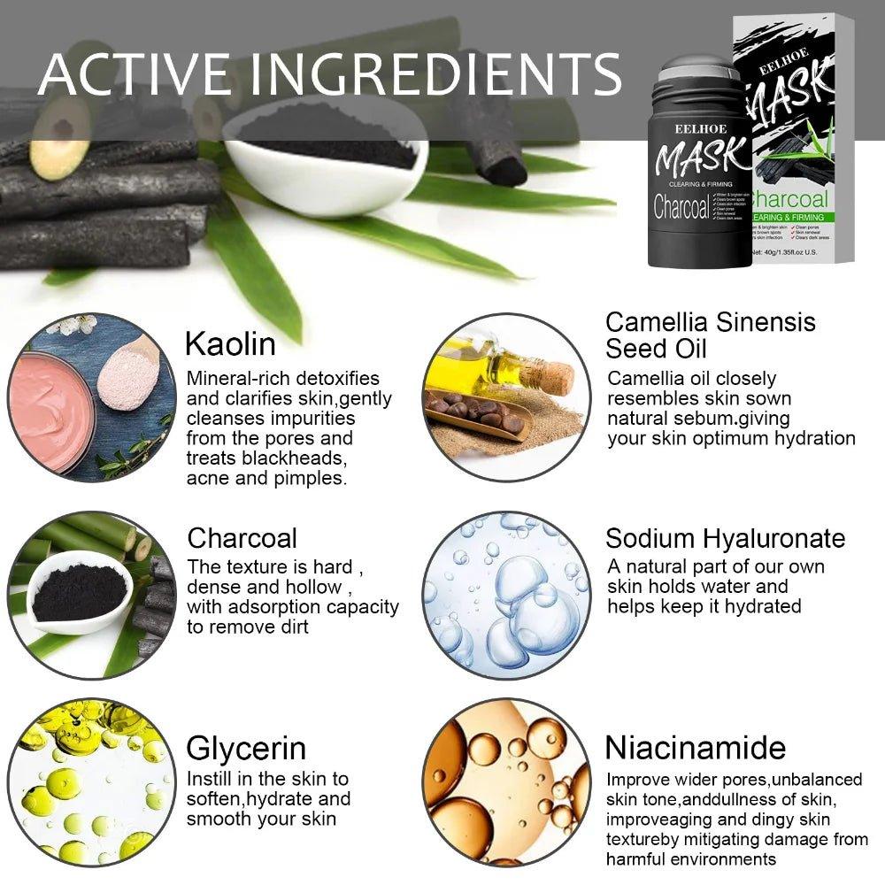 EELHOE Facial Mask Stick Cleansing Bamboo Charcoal & Vitamin K Pigmentation Corrector Anti Blackheads shrink pores
