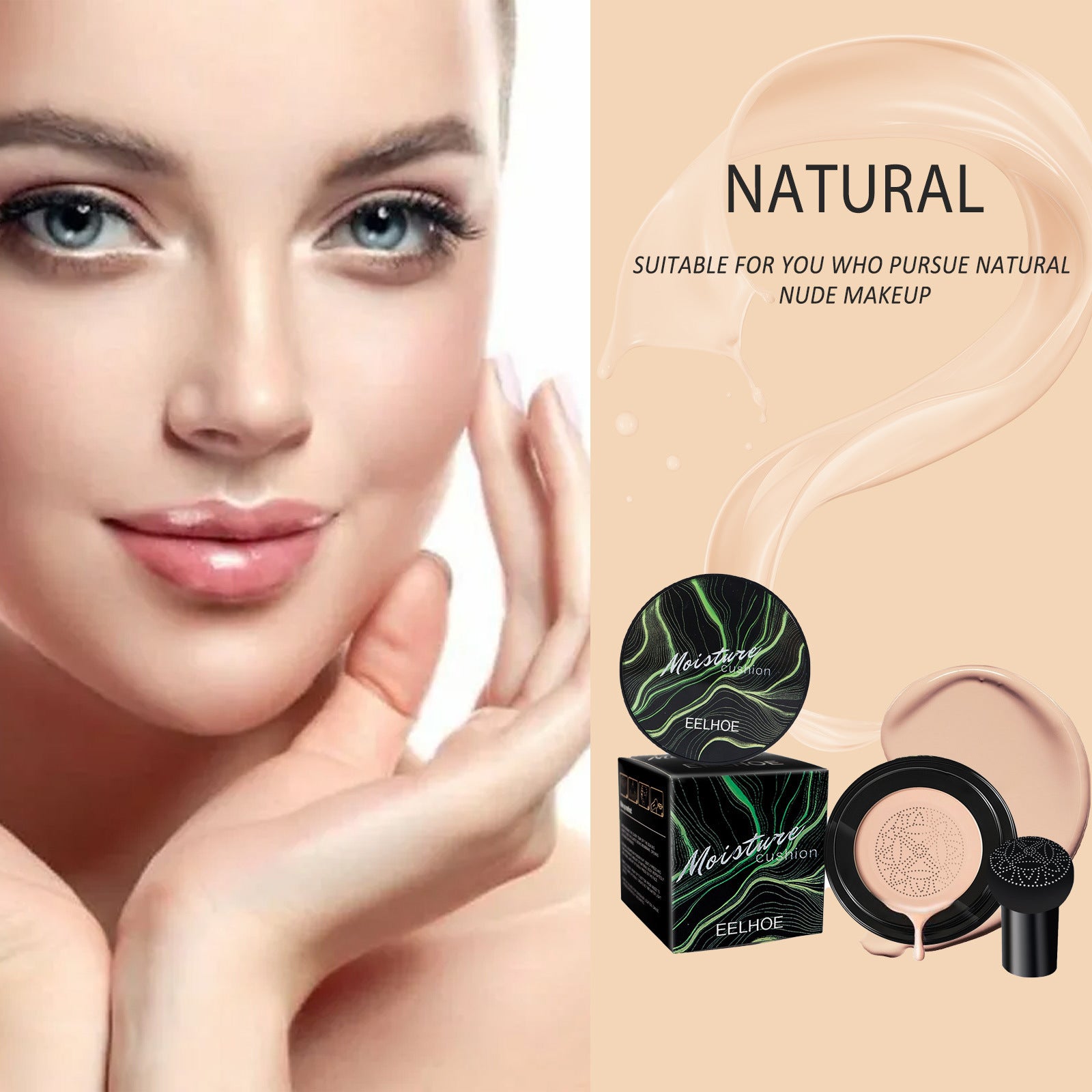 EELHOE Mushroom-Shaped Haircut Cushion Compact BB Cream – Flawless Coverage, Brightening, and Moisturizing