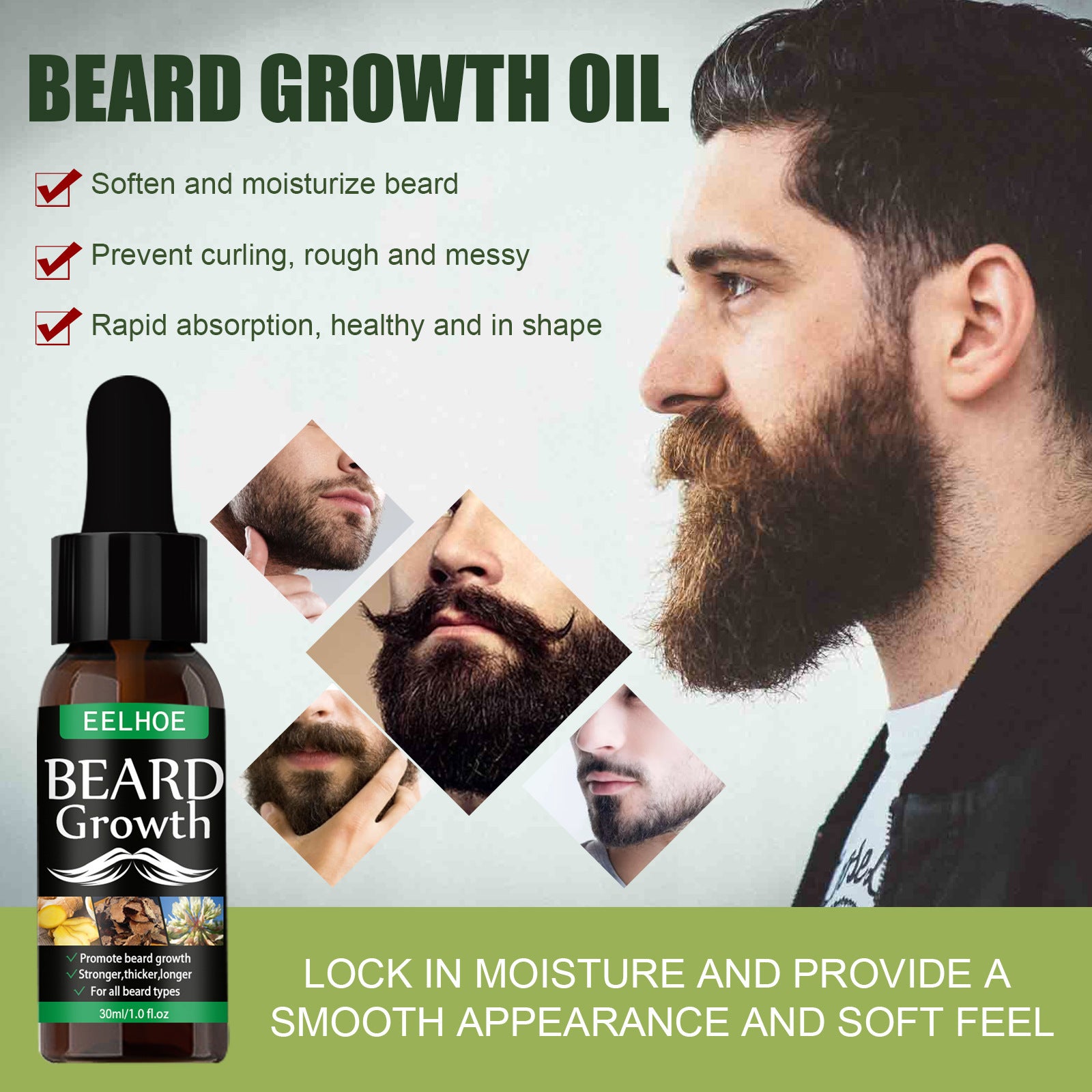 EELHOE Beard Growth Oil Mist Beard Care Intensive Treatment Oil