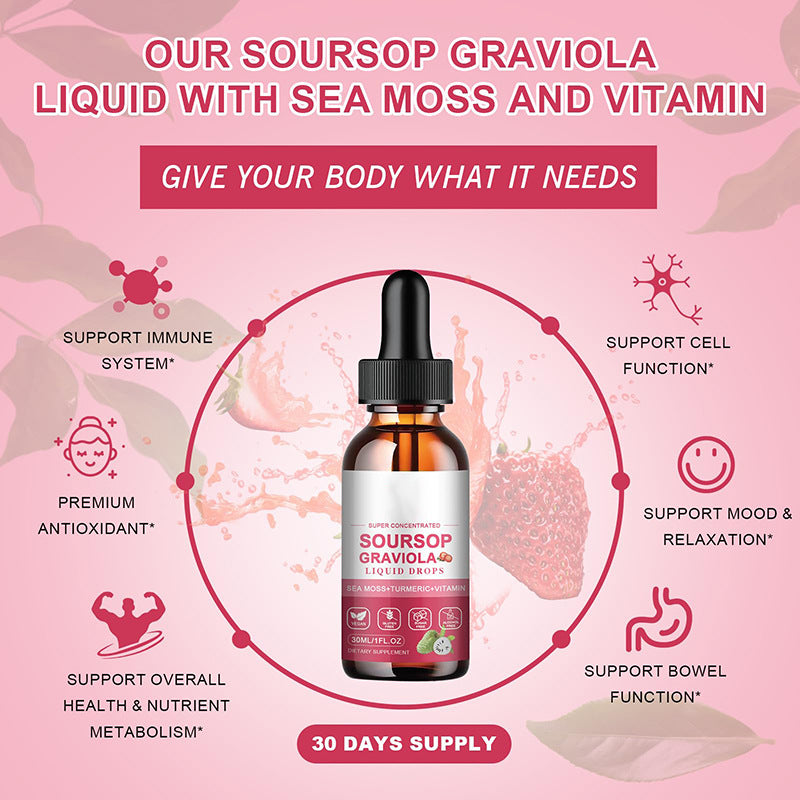 Soursop (Annona Leaf) Graviola Drops strawberry – 30ml & 60ml EELHOE COSMETICS
