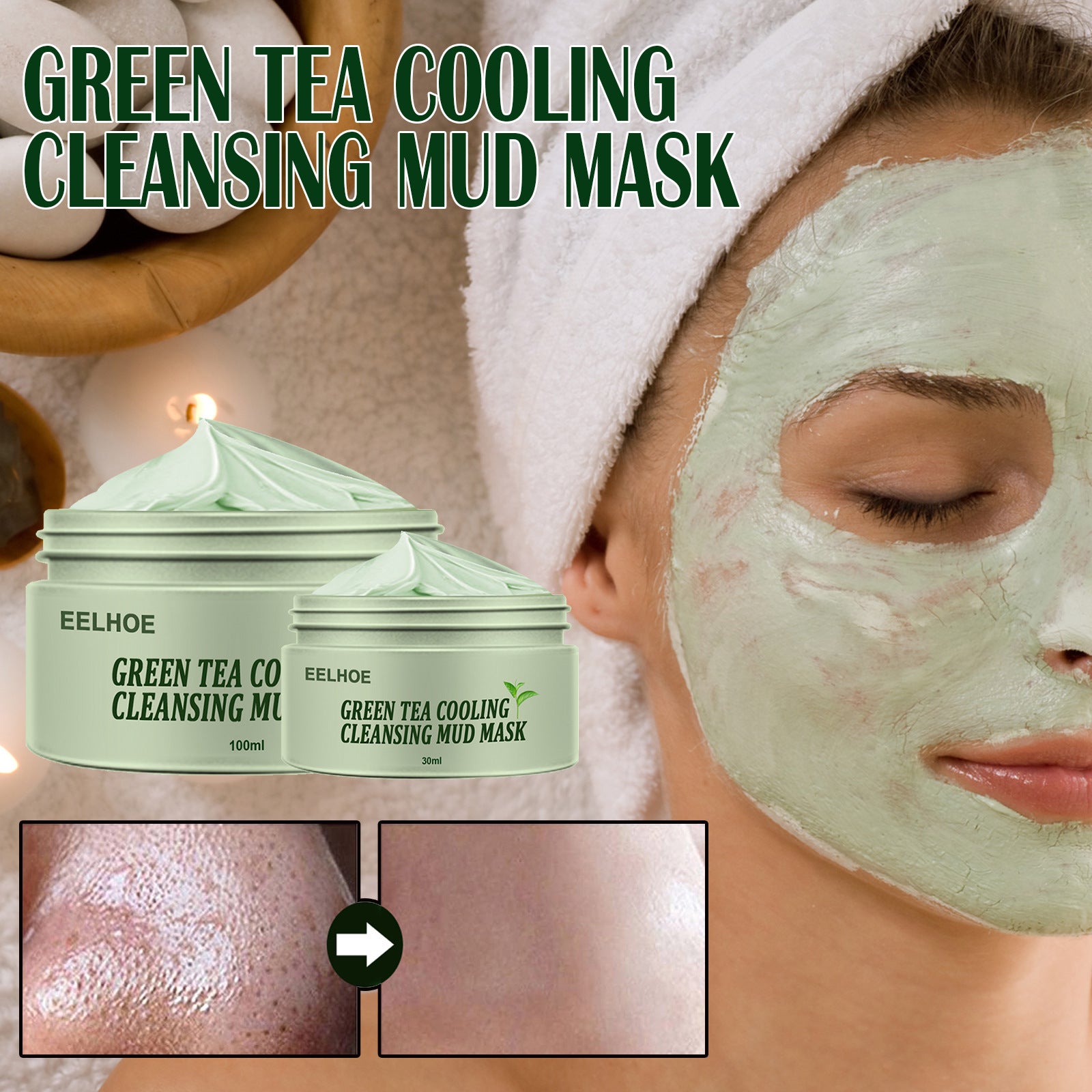 EELHOE Green Tea Cleansing Firming Ice Skin Cleansing Mask 100ML