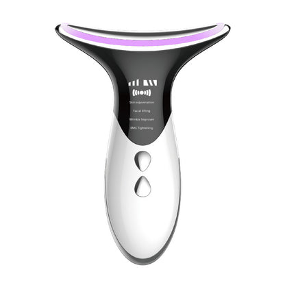 EELHOE Neck Massager – Ultrasonic Color Light Skin Rejuvenation Device Elegant white Instrument. Manual. Data cable EELHOE COSMETICS