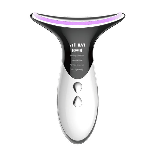 EELHOE Neck Massager – Ultrasonic Color Light Skin Rejuvenation Device Elegant white Instrument. Manual. Data cable EELHOE COSMETICS