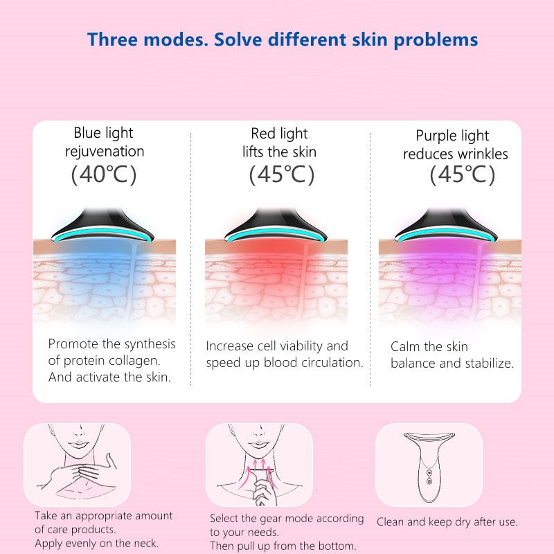 EELHOE Neck Massager – Ultrasonic Color Light Skin Rejuvenation Device EELHOE COSMETICS