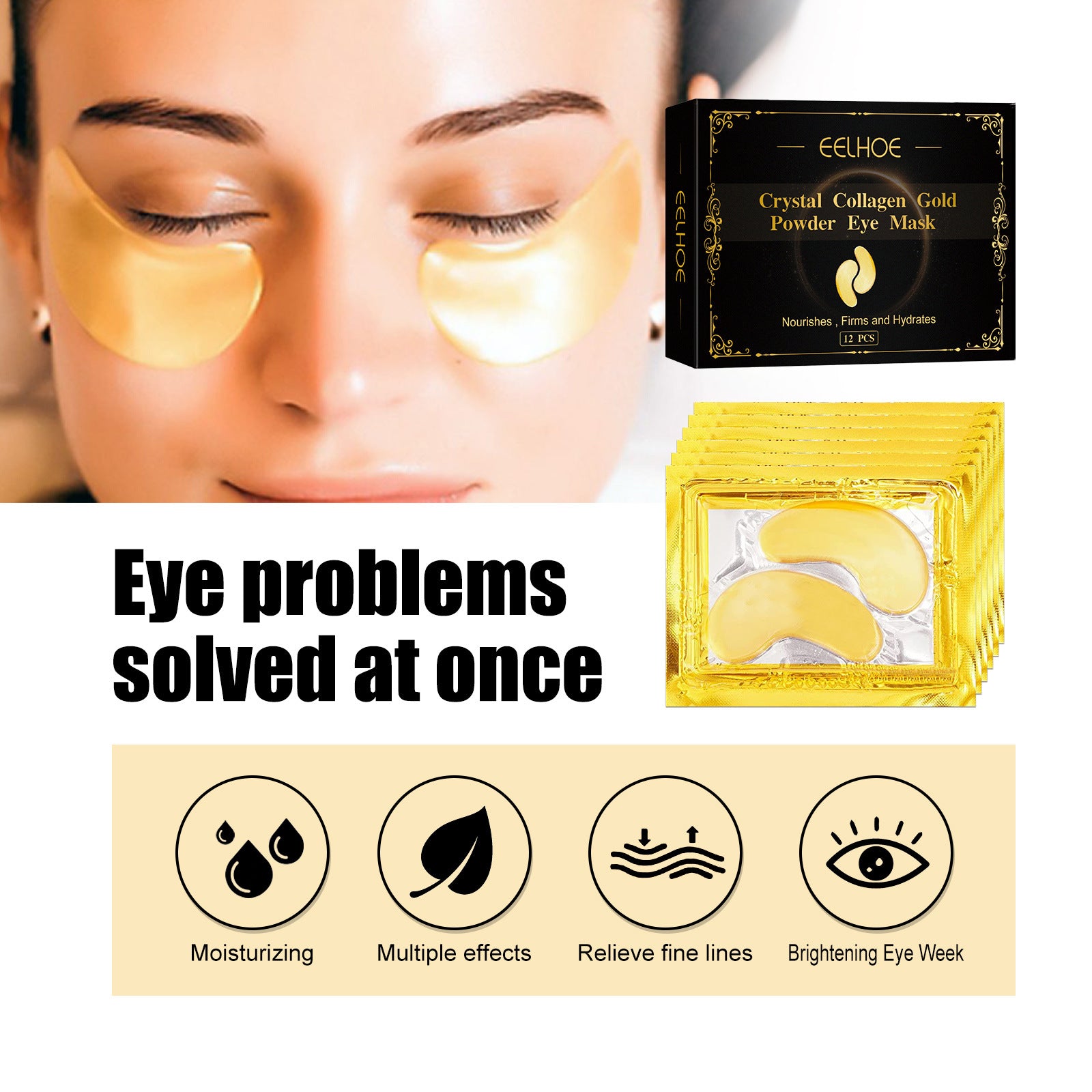 EELHOE 24k Gold & Collagen Eye Mask – Skin-Smoothing & Firming