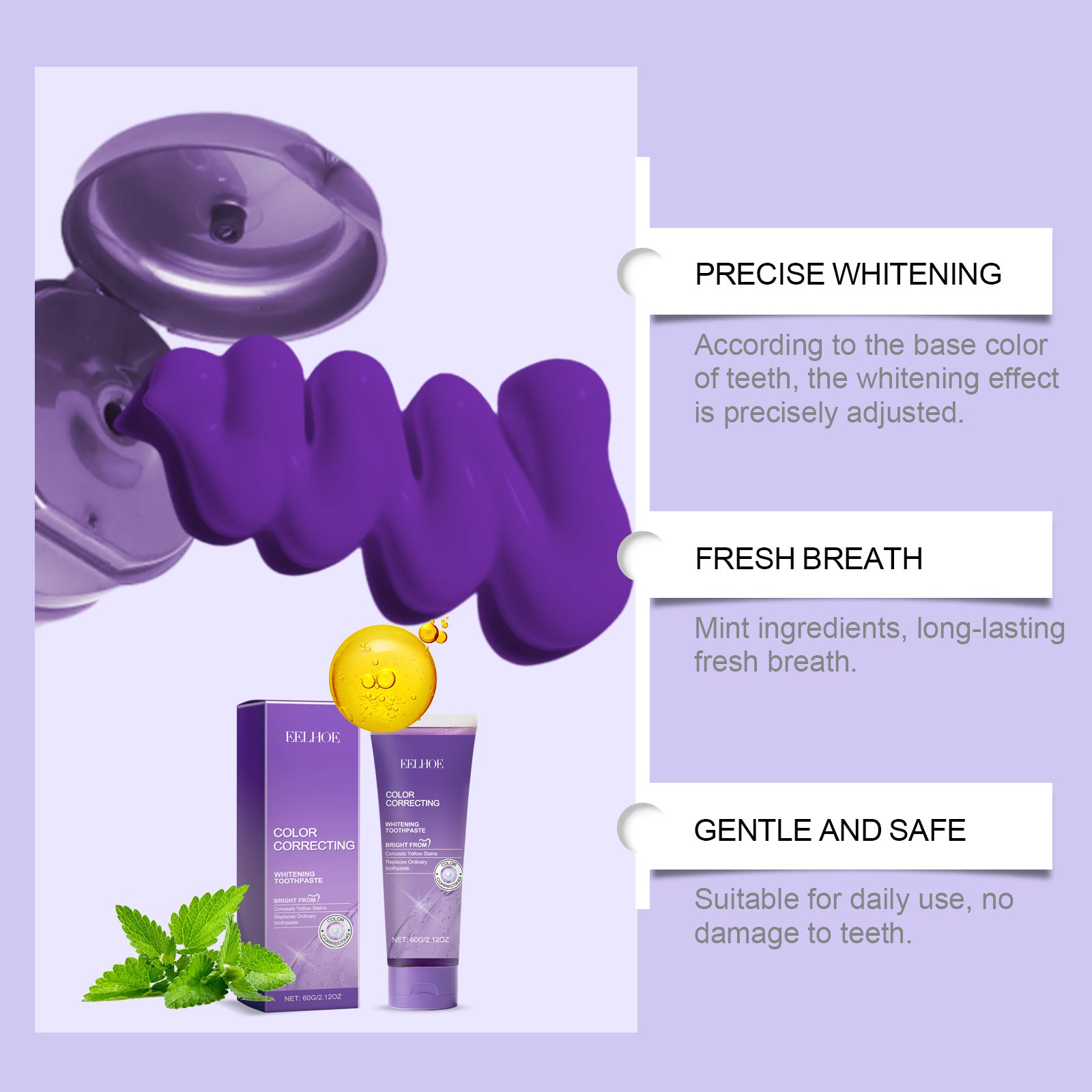 EELHOE Purple Toothpaste – Gentle Care for a Bright, Healthy Smile