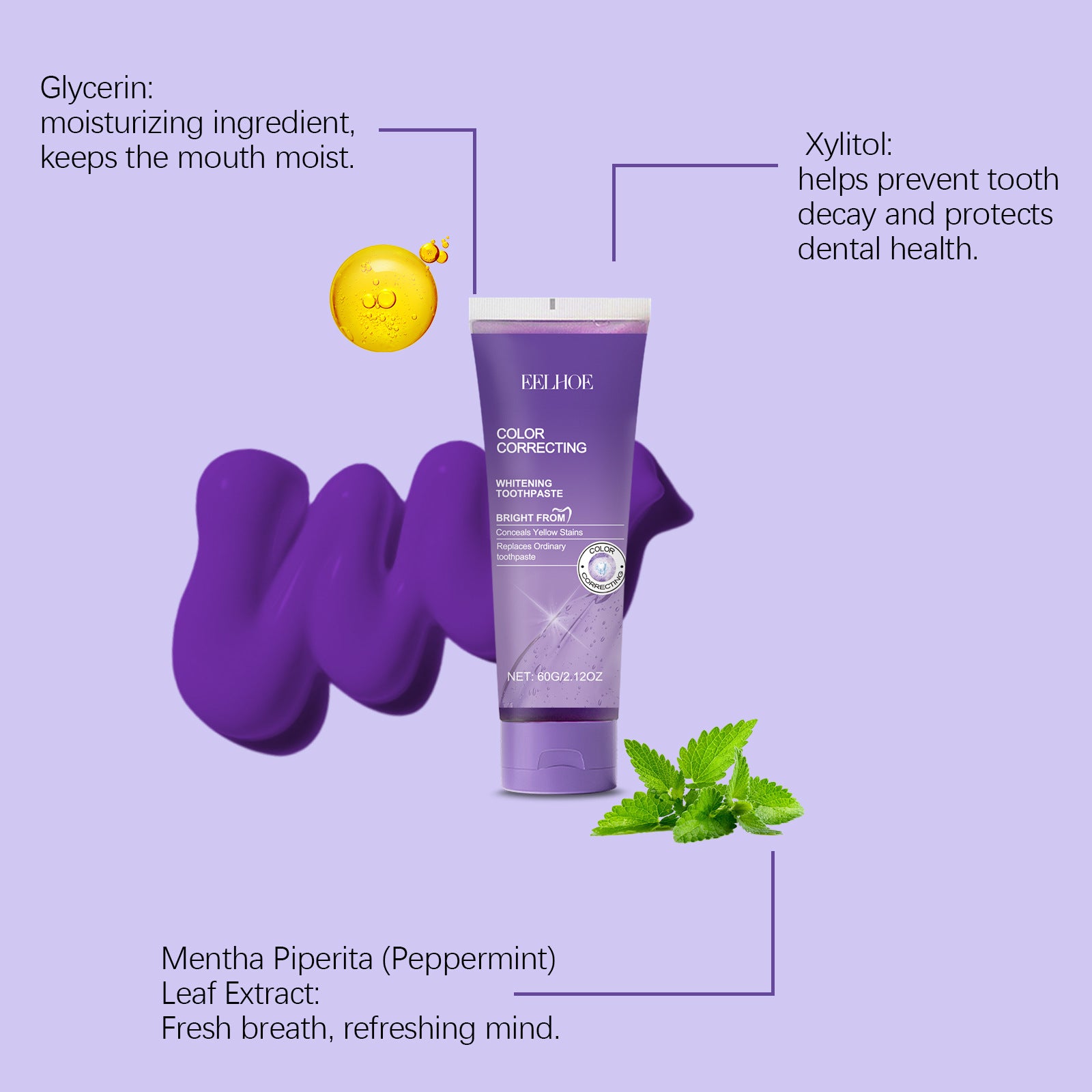 EELHOE Purple Toothpaste – Gentle Care for a Bright, Healthy Smile