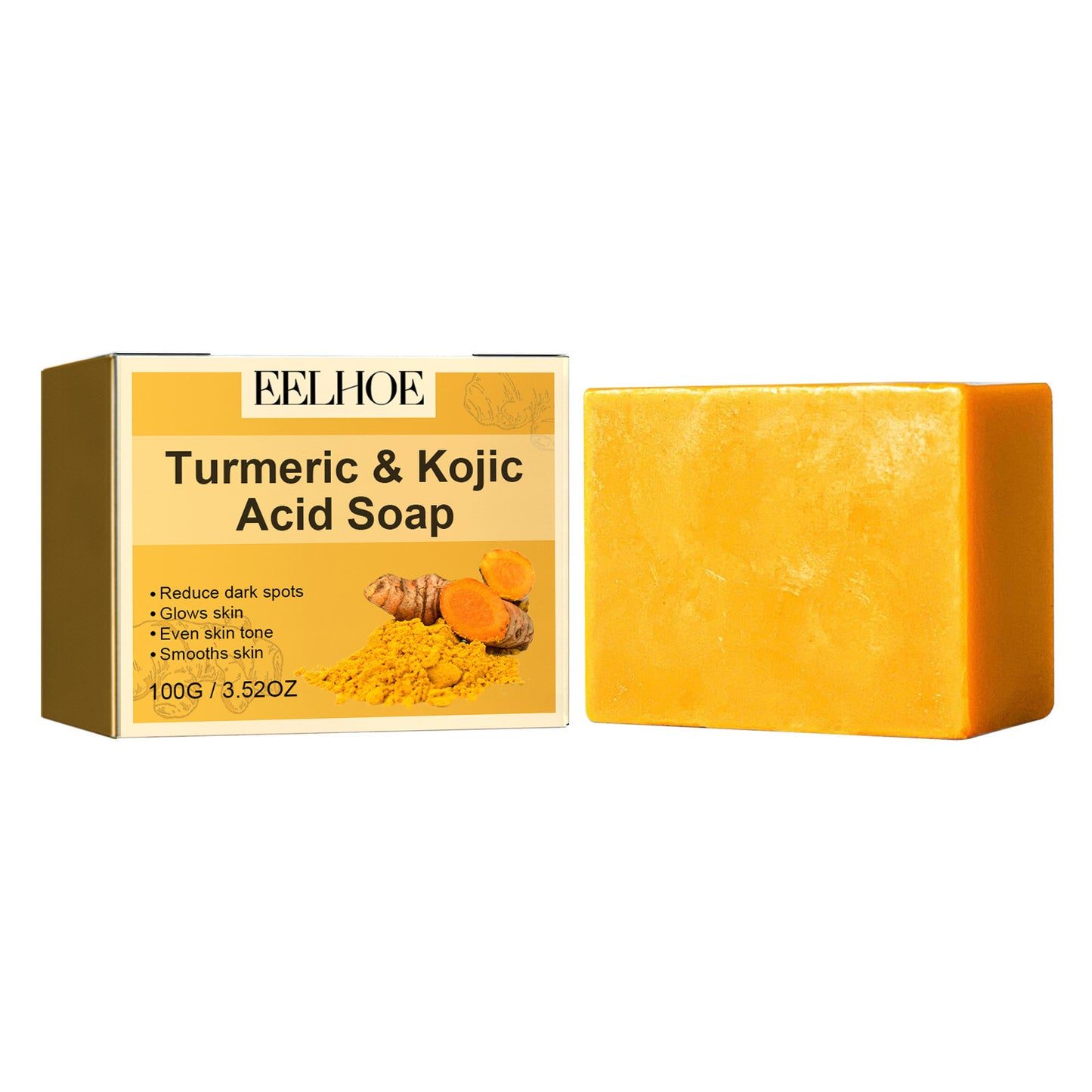 EELHOE Lemon turmeric kojic acid soap Gently Clean Facial Fading Spots Brighten Skin Color Hydrating Moisturizing EELHOE COSMETICS