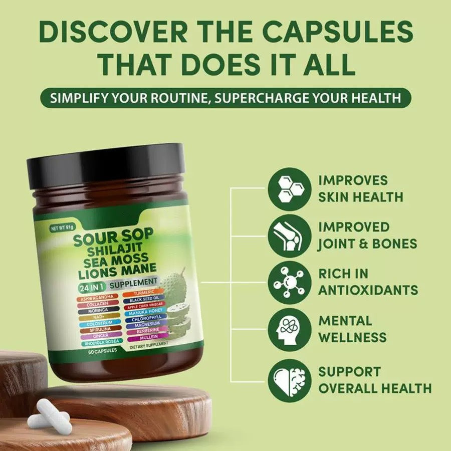 24-in-1 Superfood & Wellness Supplement Capsules – 60 Pieces EELHOE COSMETICS