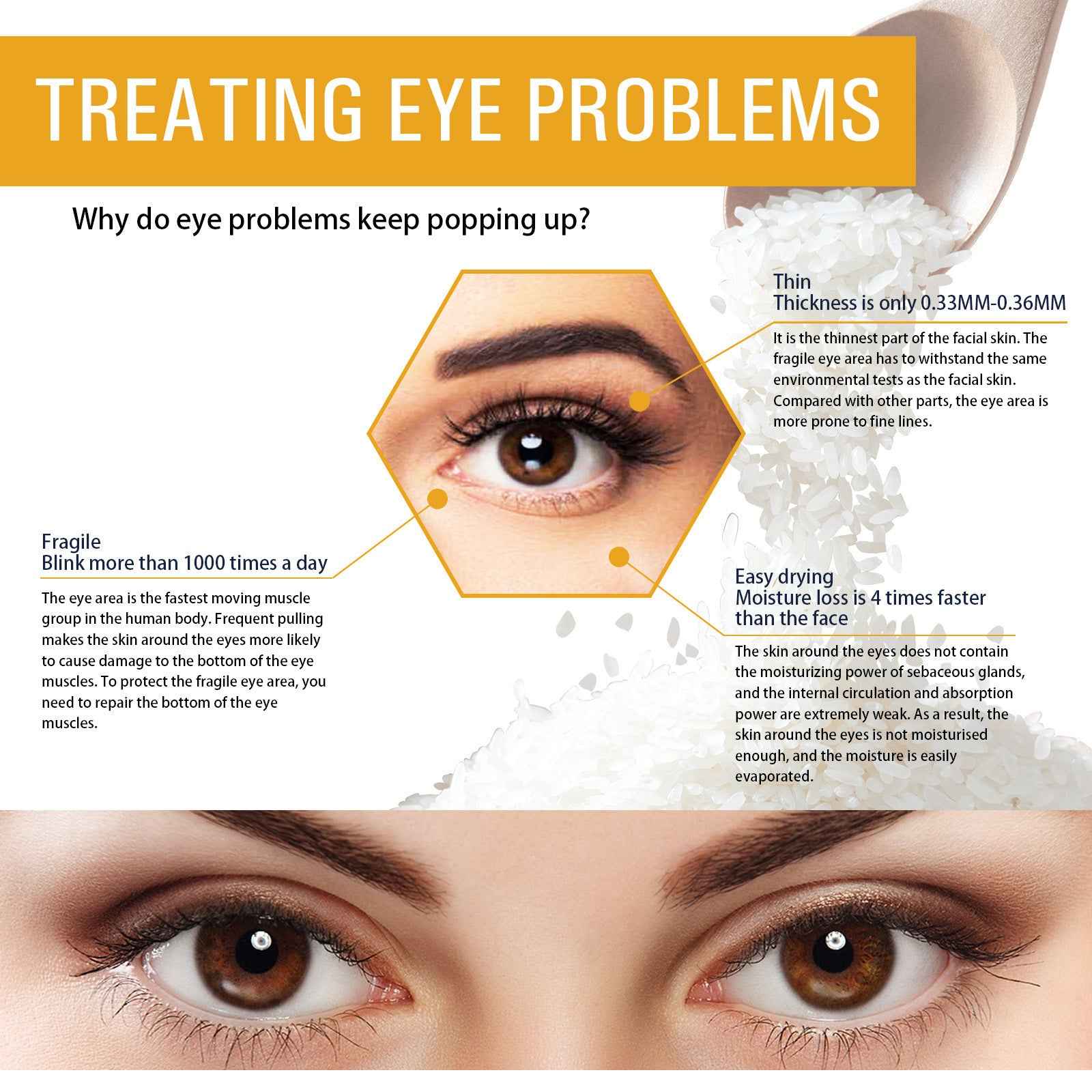 Rice Puree Eye Cream Reduces Wrinkles By Eye Bags And Dark Circle EELHOE COSMETICS