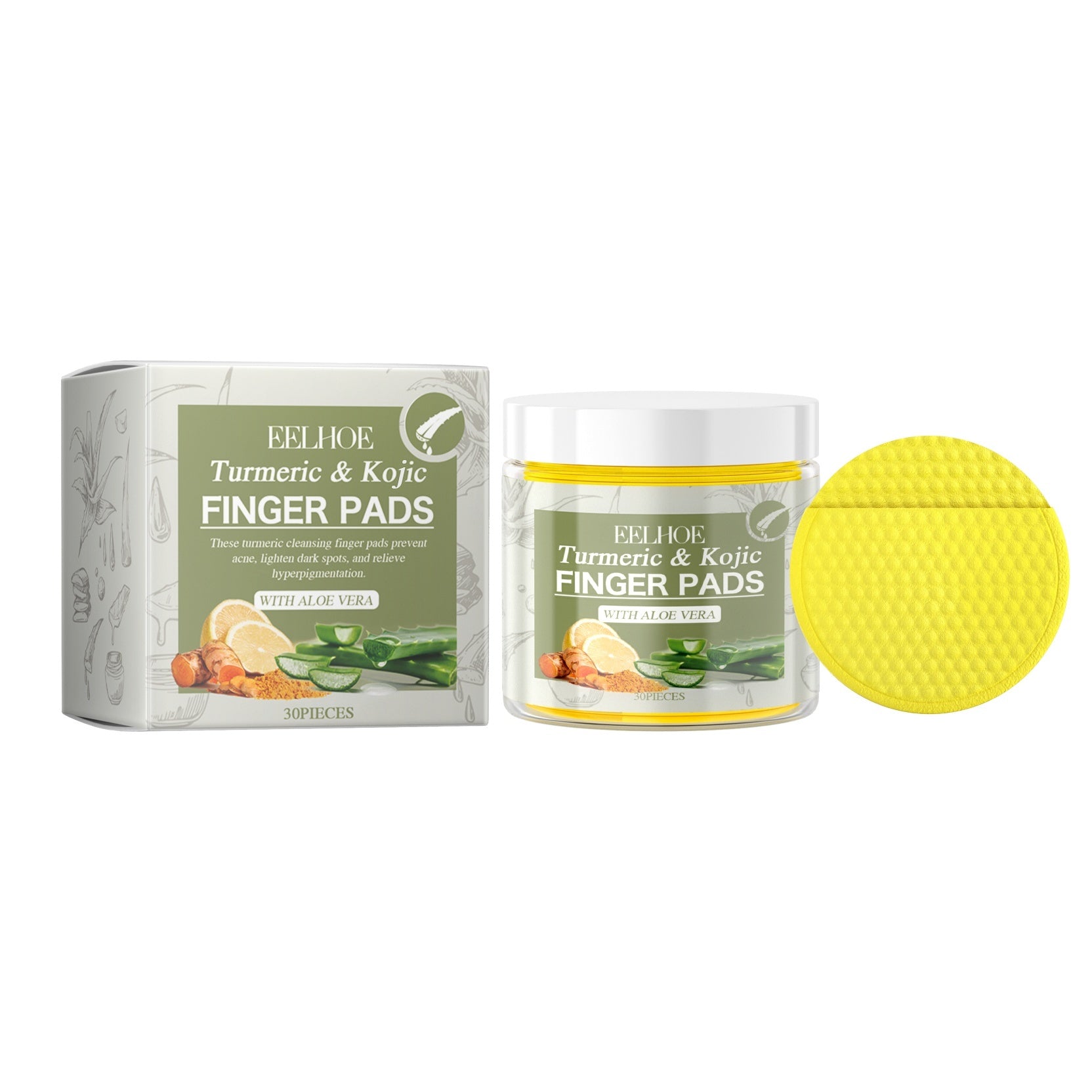 EELHOE Turmeric Kojic Acid Cleansing Pads Bottle - Dark spots & Hyperpigmentation 30pieces EELHOE COSMETICS