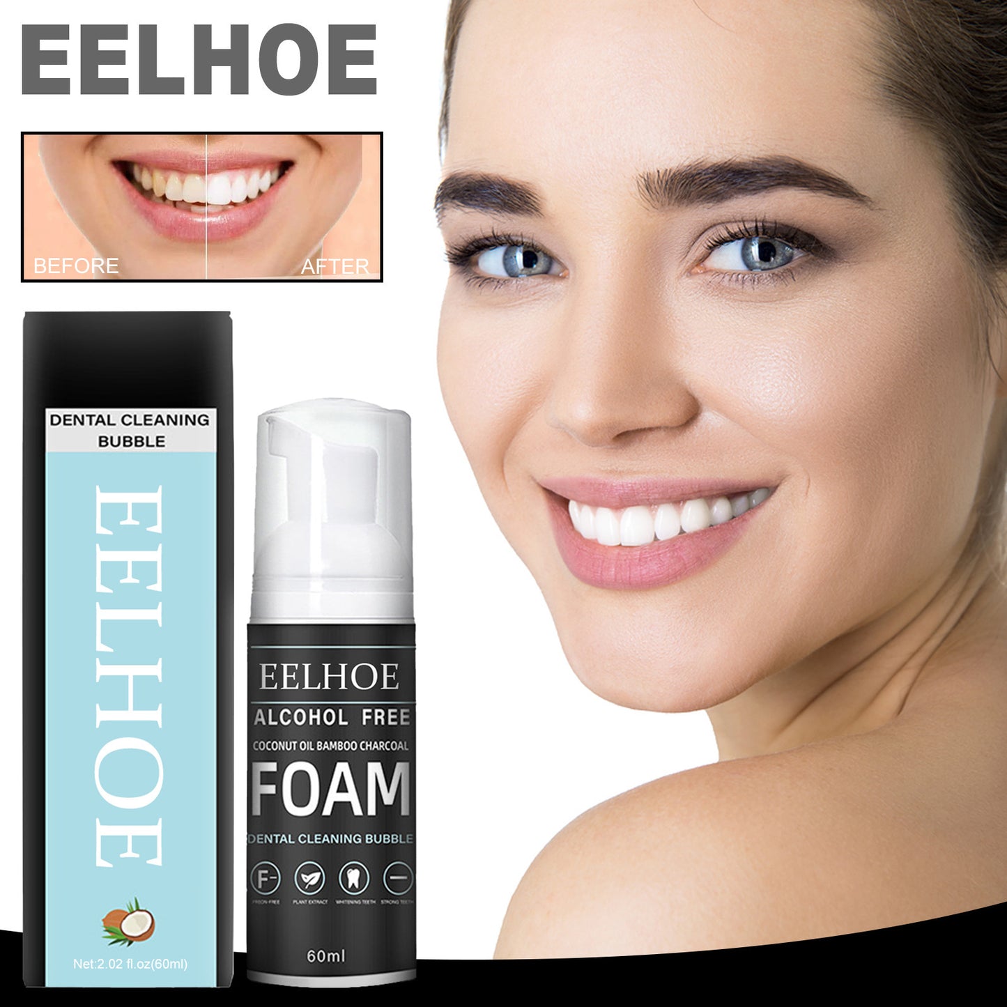 EELHOE Coconut Oil Bamboo Charcoal Mousse Foaming Toothpaste EELHOE COSMETICS