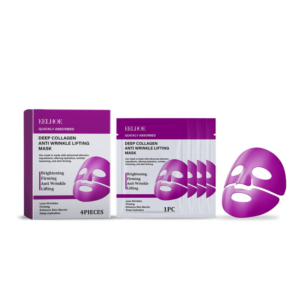 Deep Collagen Anti Wrinkle Facial Mask 4pieces EELHOE COSMETICS