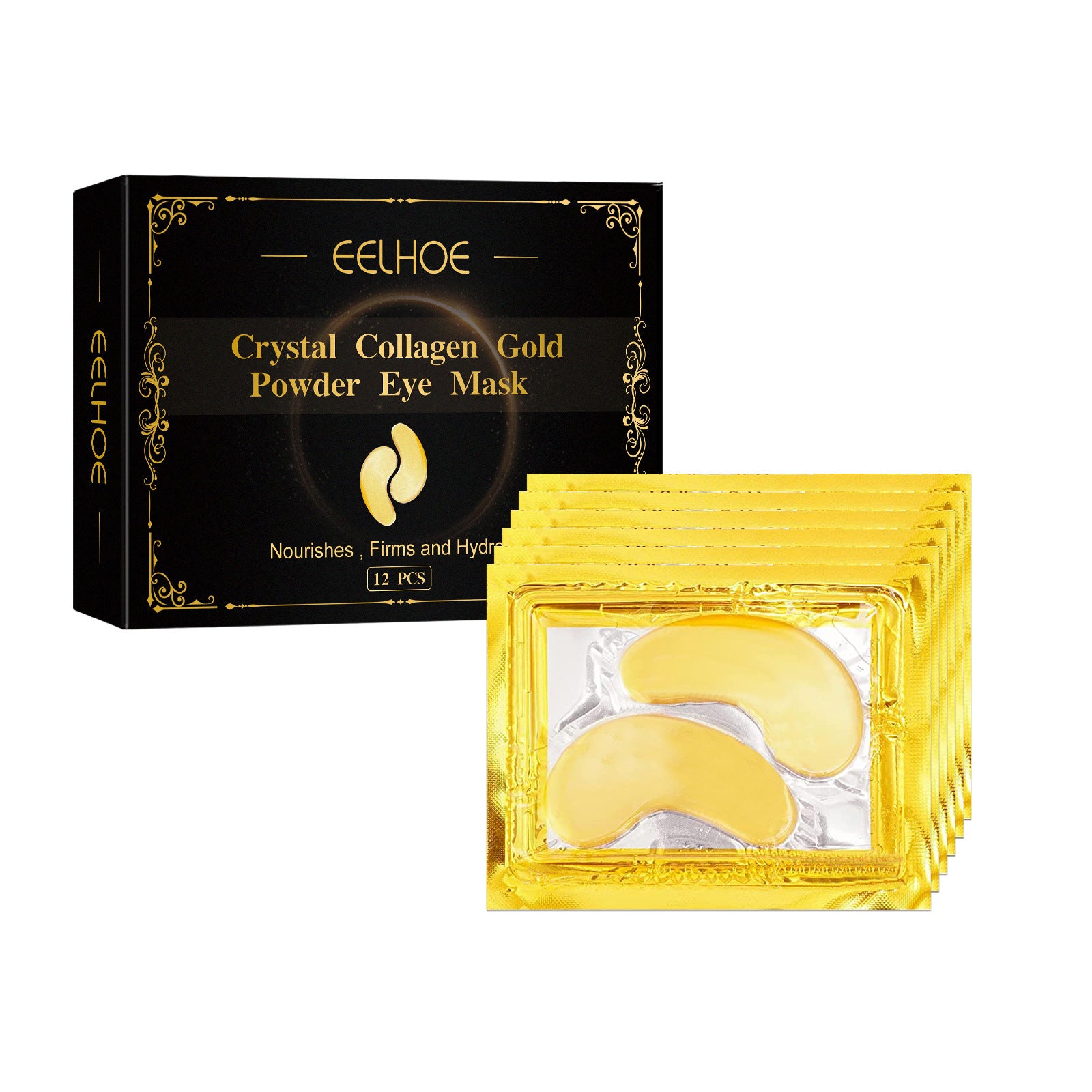 EELHOE 24k Gold & Collagen Eye Mask – Skin-Smoothing & Firming 12pcs