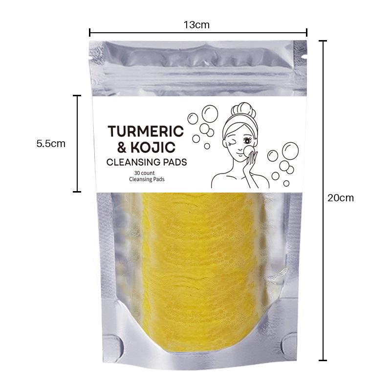 Turmeric Exfoliating Cleansing Pads Compressed Facial Sponges Skin Care Tools For Face Clogged Pores Excess Oil Cleansing 30pcs