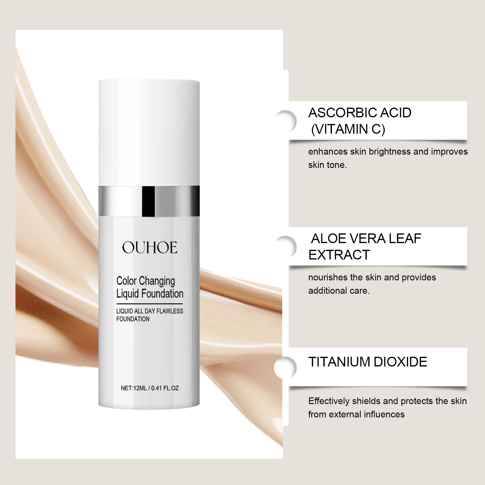 Women's Convenient Natural Concealing Foundation EELHOE COSMETICS