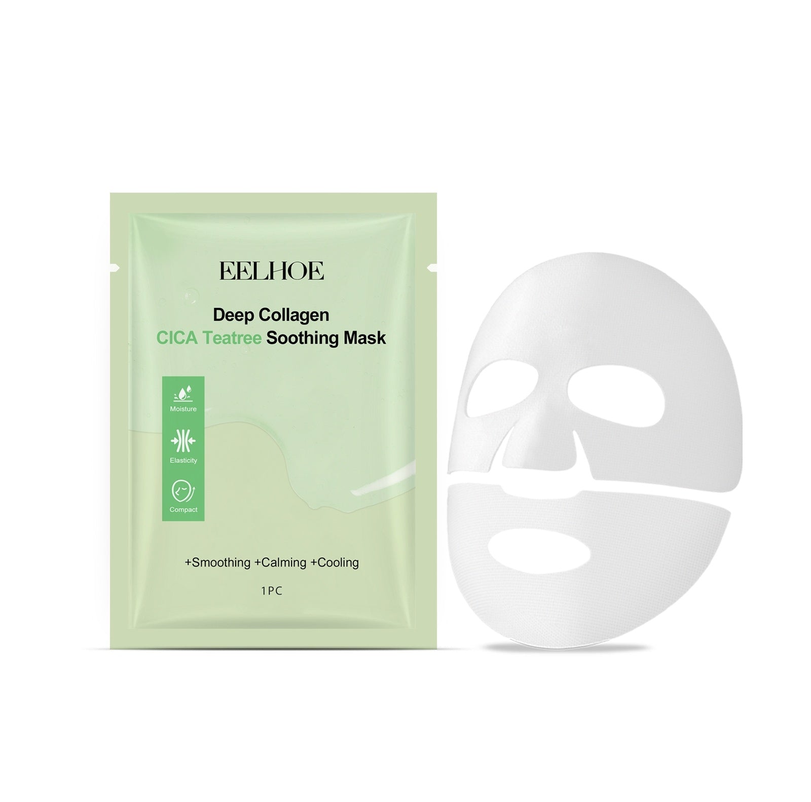 EELHOE Three Collagen Moisturizing Facial Mask 1pc Green