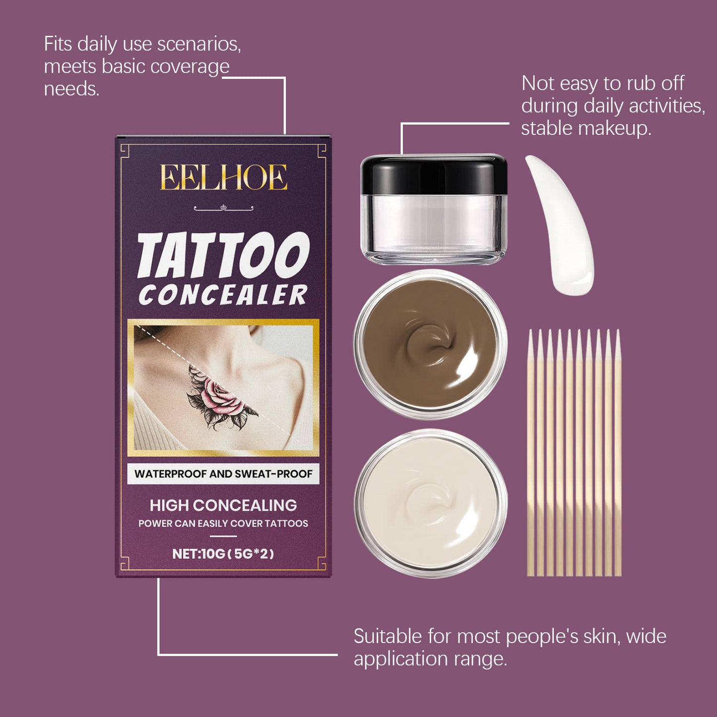 EELHOE Tattoo Concealer Suit – Full Coverage Waterproof Tattoo Cover Kit EELHOE COSMETICS