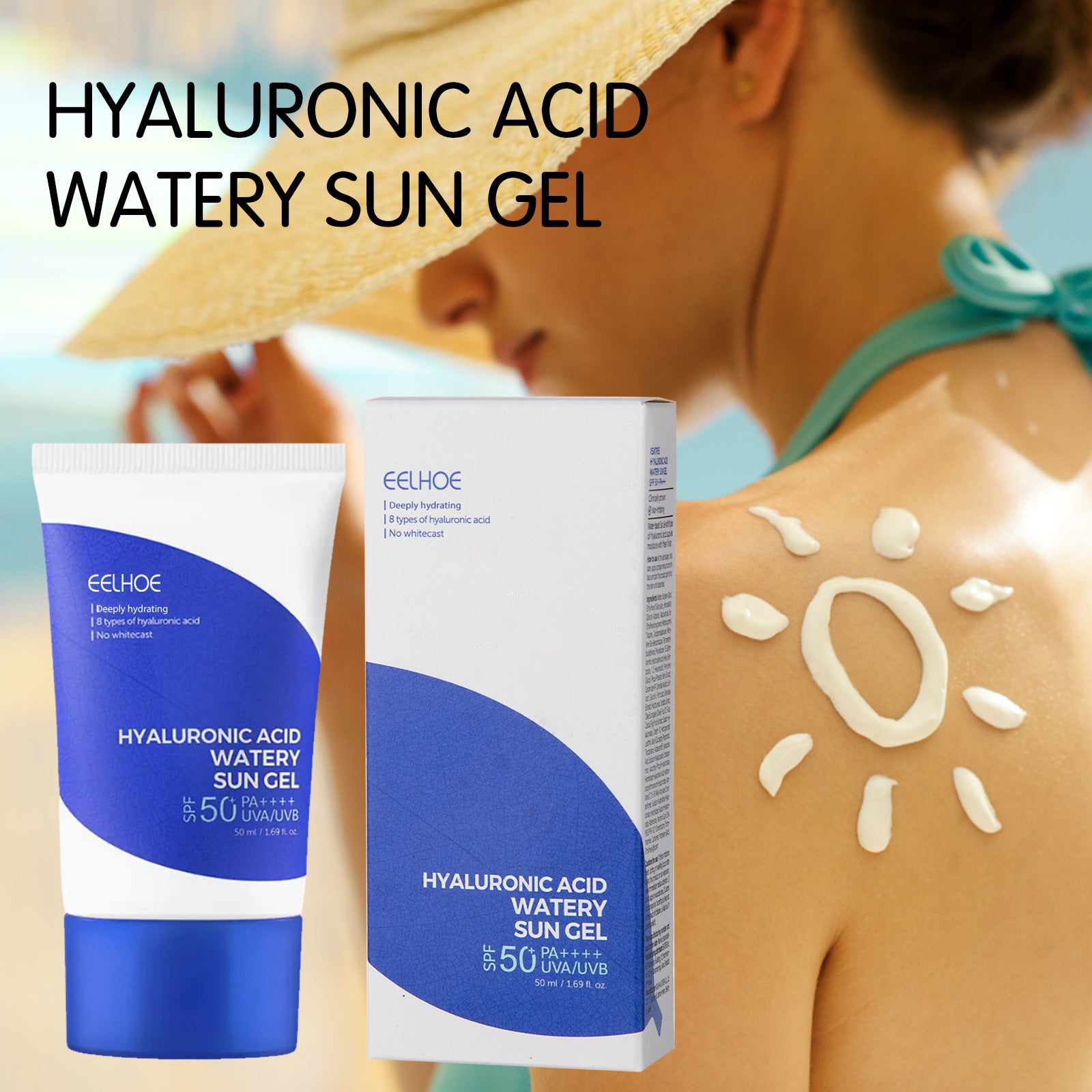 EELHOE Hyaluronic Acid Moisturizing Protective Gel Summer Outdoor Moisturizing Refreshing Not Oily Resist Ultraviolet Rays