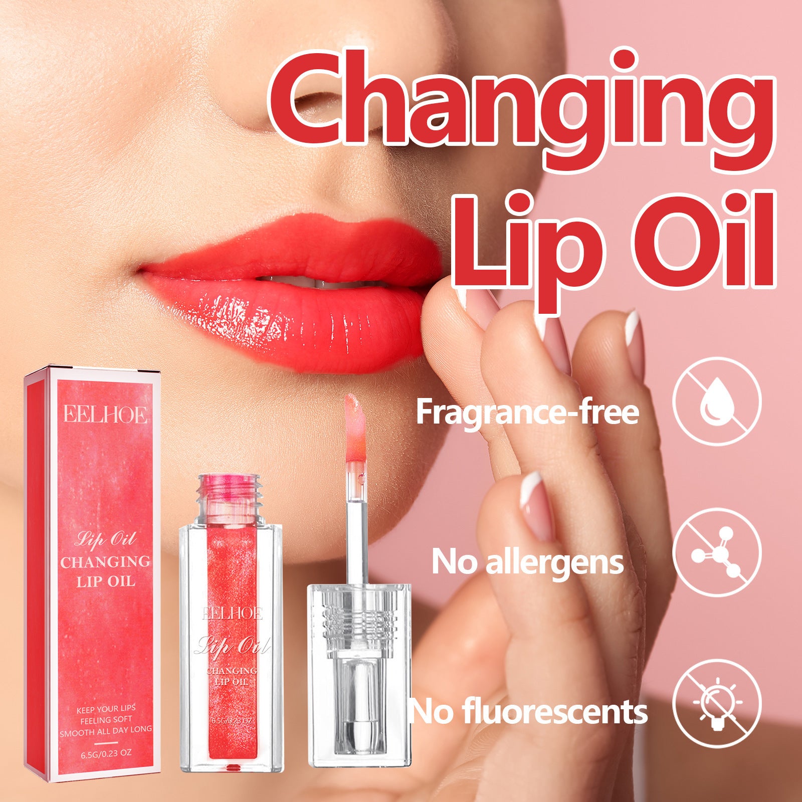 EELHOE Changing color Lip Gloss Lines Moisturizing Exfoliating Skin with Hyaluronic acid + Vitamin E