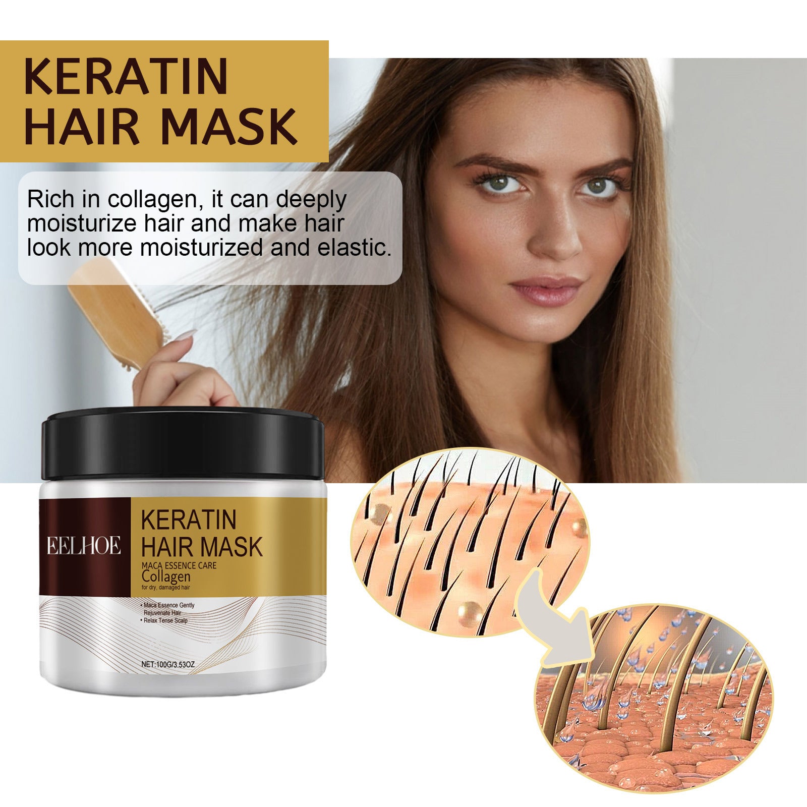 EELHOE Collagen Keratin Hair Mask Deep Moisturizing Repair Damaged Hai