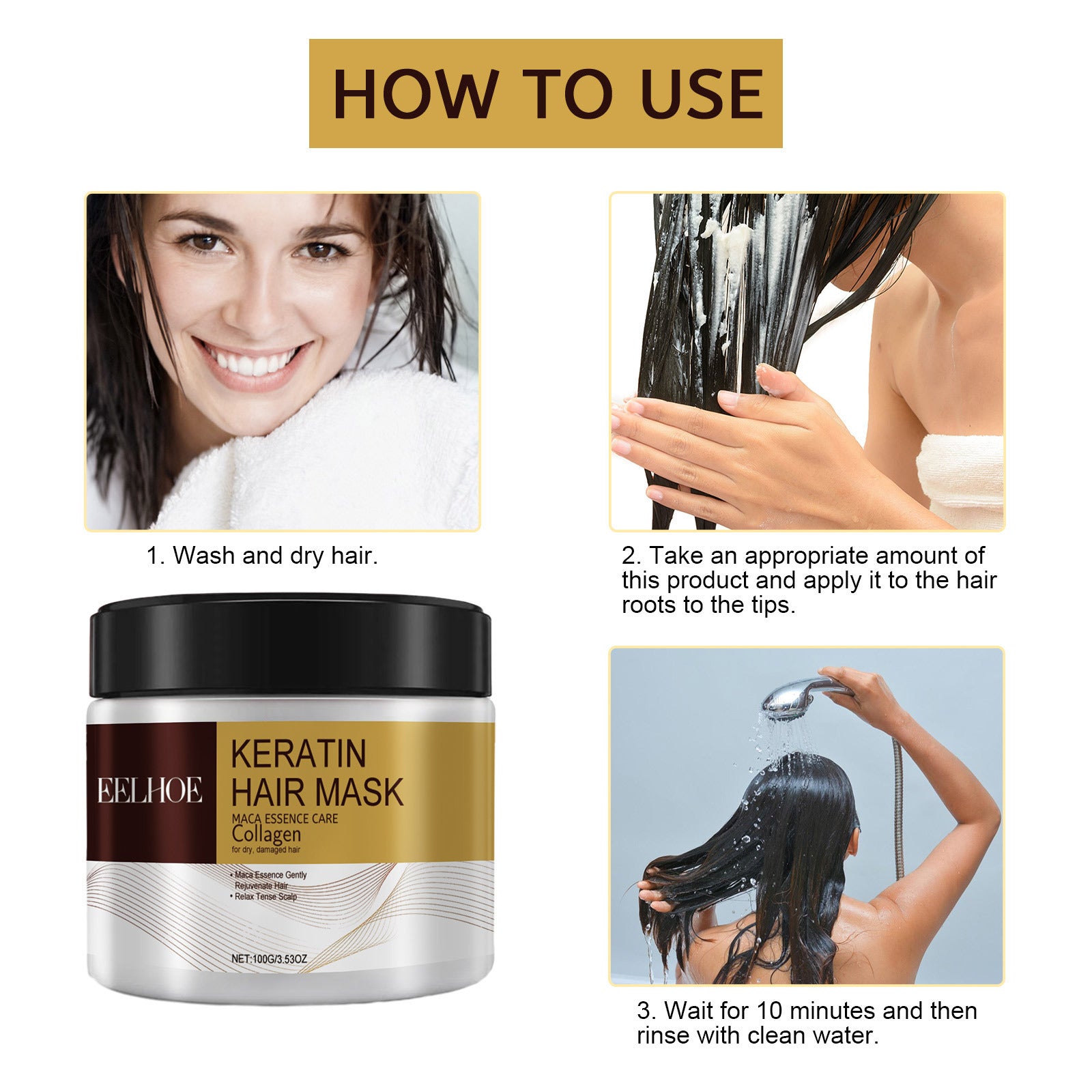 EELHOE Karseell Collagen Keratin Hair Mask Deep Moisturizing Repair Damaged Hair Anti-drying Split Knot Anti-hair Loss